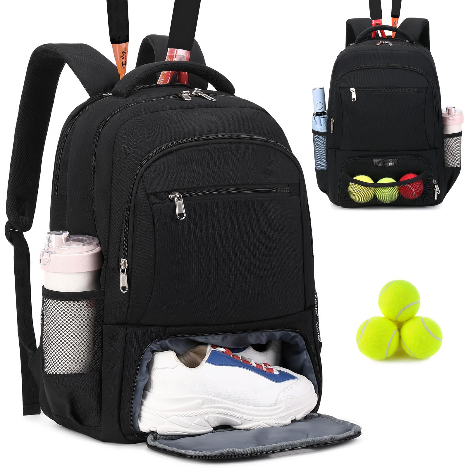 ACESAK Tennis Backpack Tennis Bag for Women Men - Tennis Bag Holds 2 Rackets, Badminton Squash, Pickleball Paddles Balls