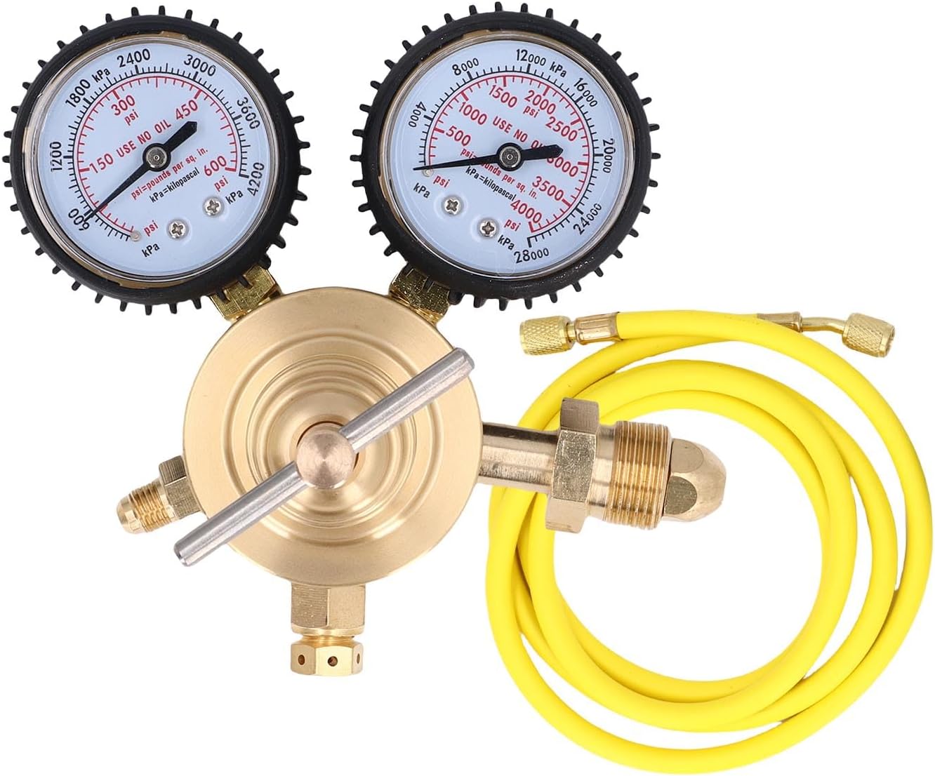 LiebeWH Nitrogen Regulator CGA580 Inlet 0-600 PSI with 60 Inch Hose, Brass Gas Regulator for Nitrogen Tanks Shock Fill Kit Applications