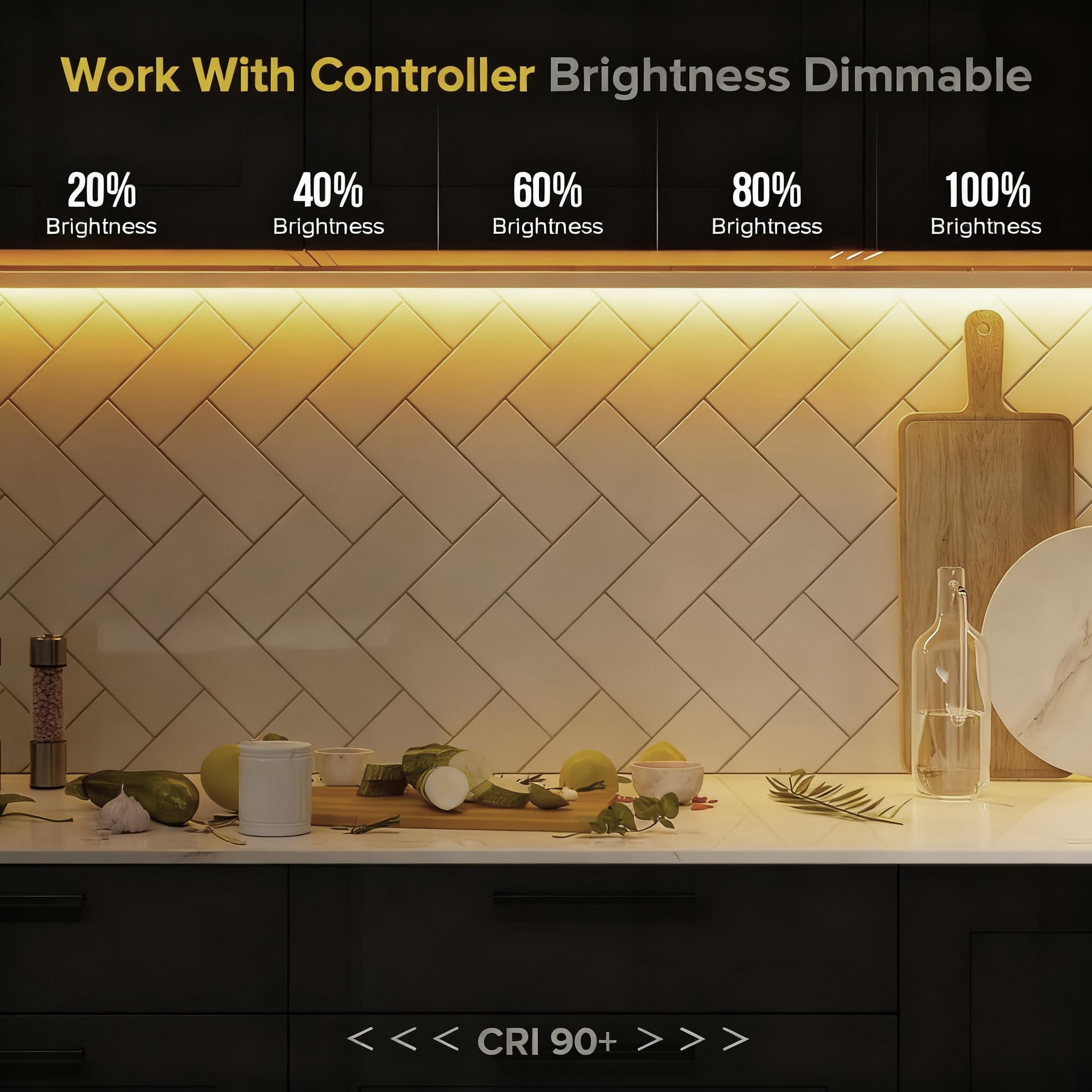 Tira de luz LED USB de 5 V 1 m, tira de luz cálida, tira LED corta brillante y flexible de 5 V para debajo de gabinetes, cocina, retroiluminación