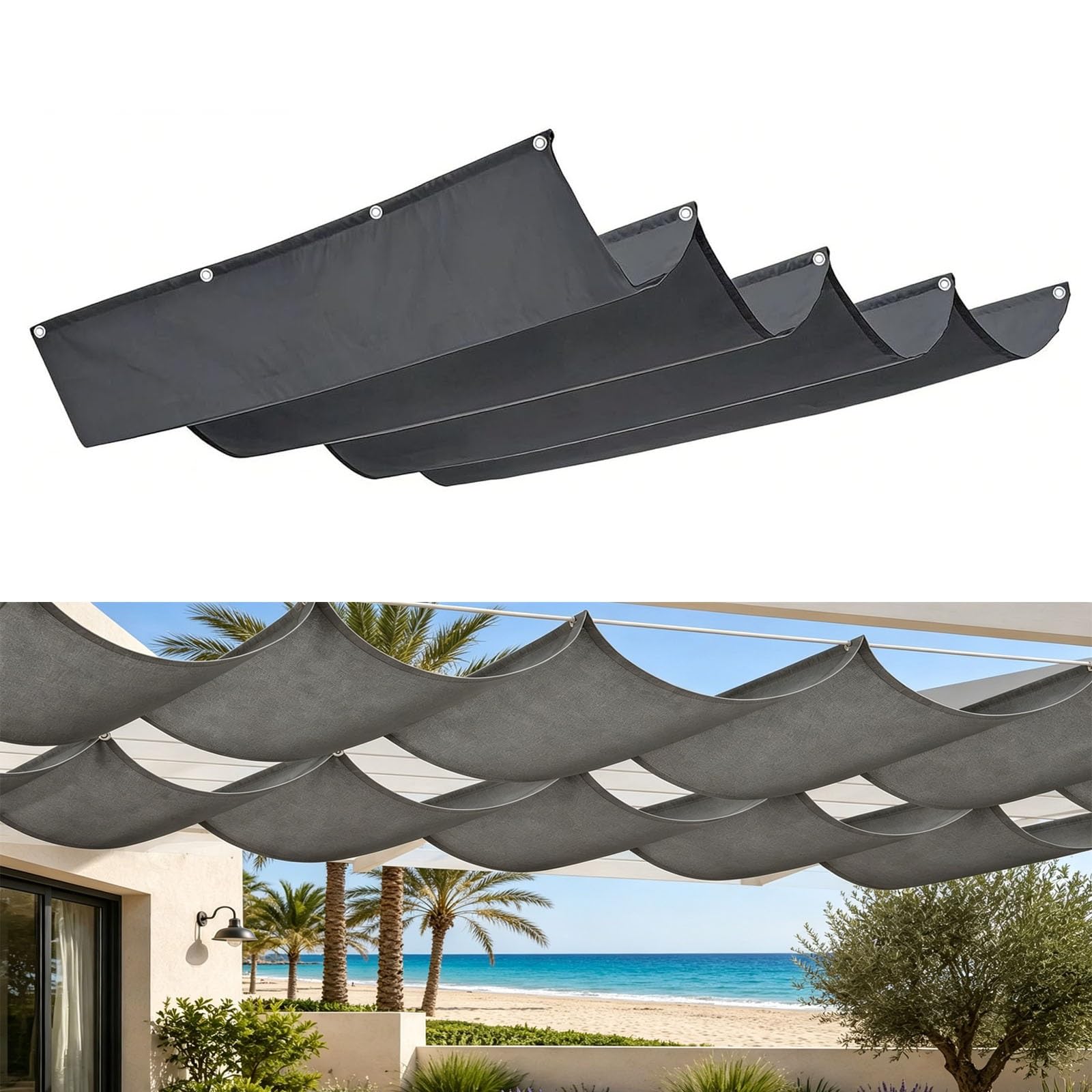 Voile d'ombrage vague 1.4x6.75 filet protection solaire rectangulaire anti-UV