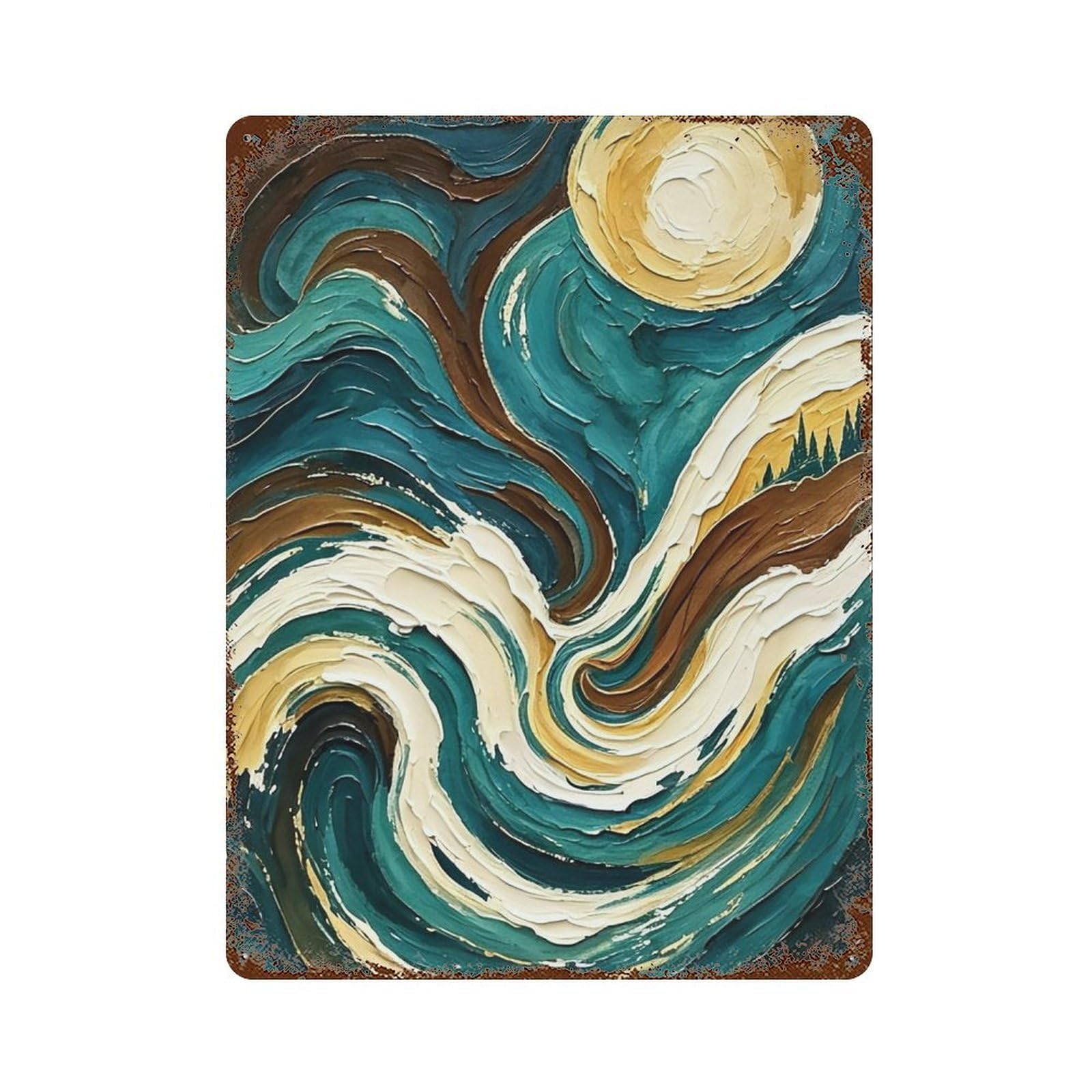 Wihyrtui Style Stratified Terrestrial Hue Lines (4) Wall Retro Iron Metal Tin Sign Vintage Art Poster Modern Home Cofffee Club Art Bar Shop Decor 40X30cm