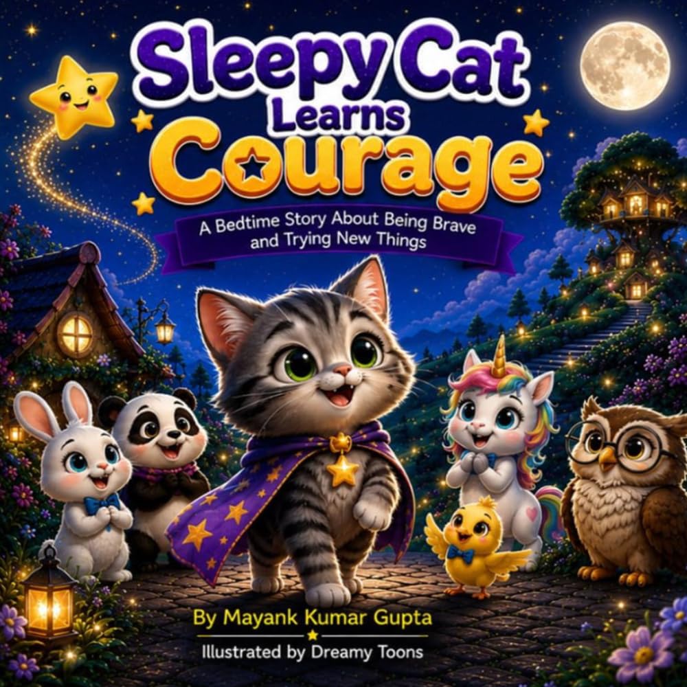 Sleepy Cat Learns Courage: A Bedtime Story About Being Brave and Trying New Things. (Dreamy Toons Life Lessons Series)