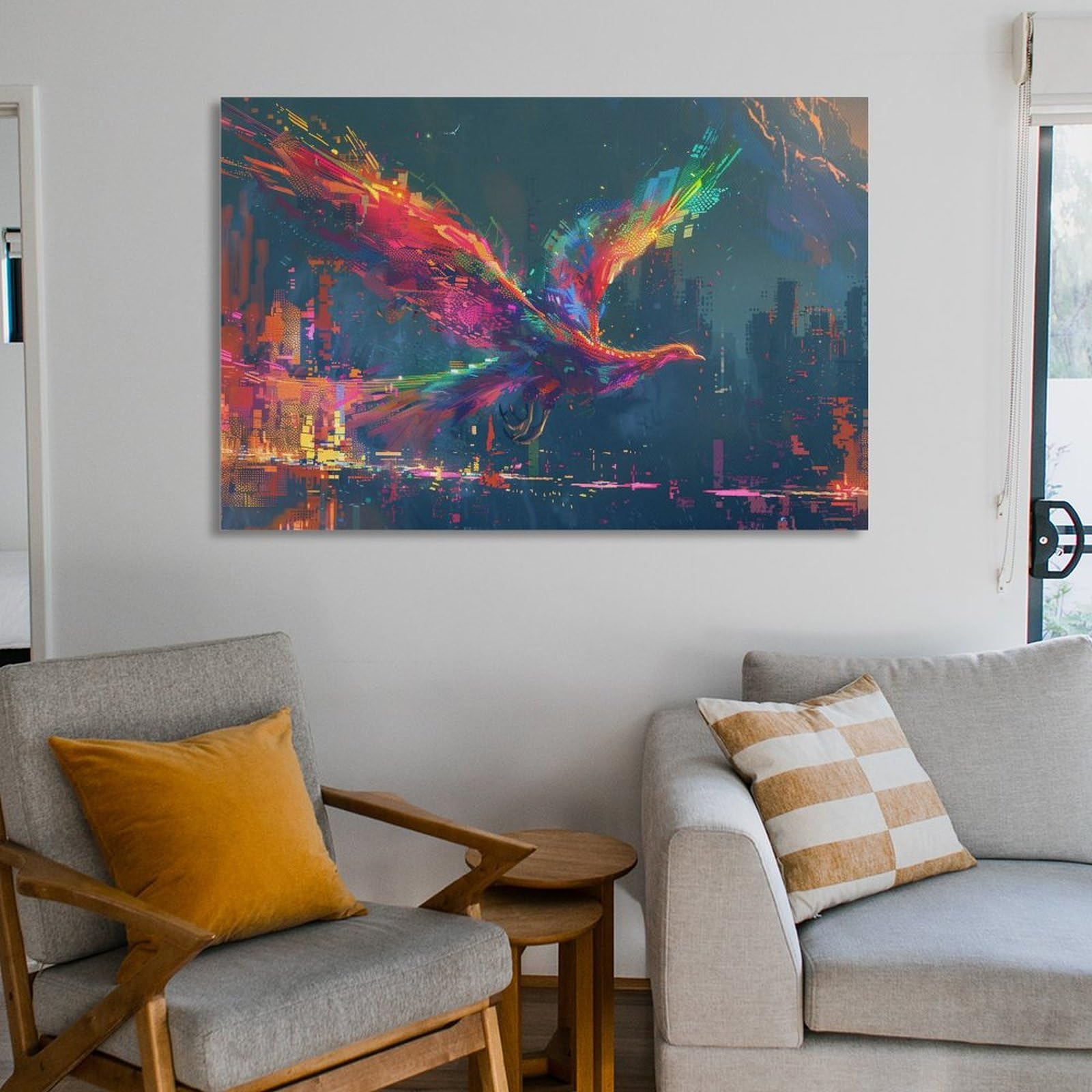 絵画 飛んでいるフェニックスインテリア 絵画 油絵イラストアート 動物