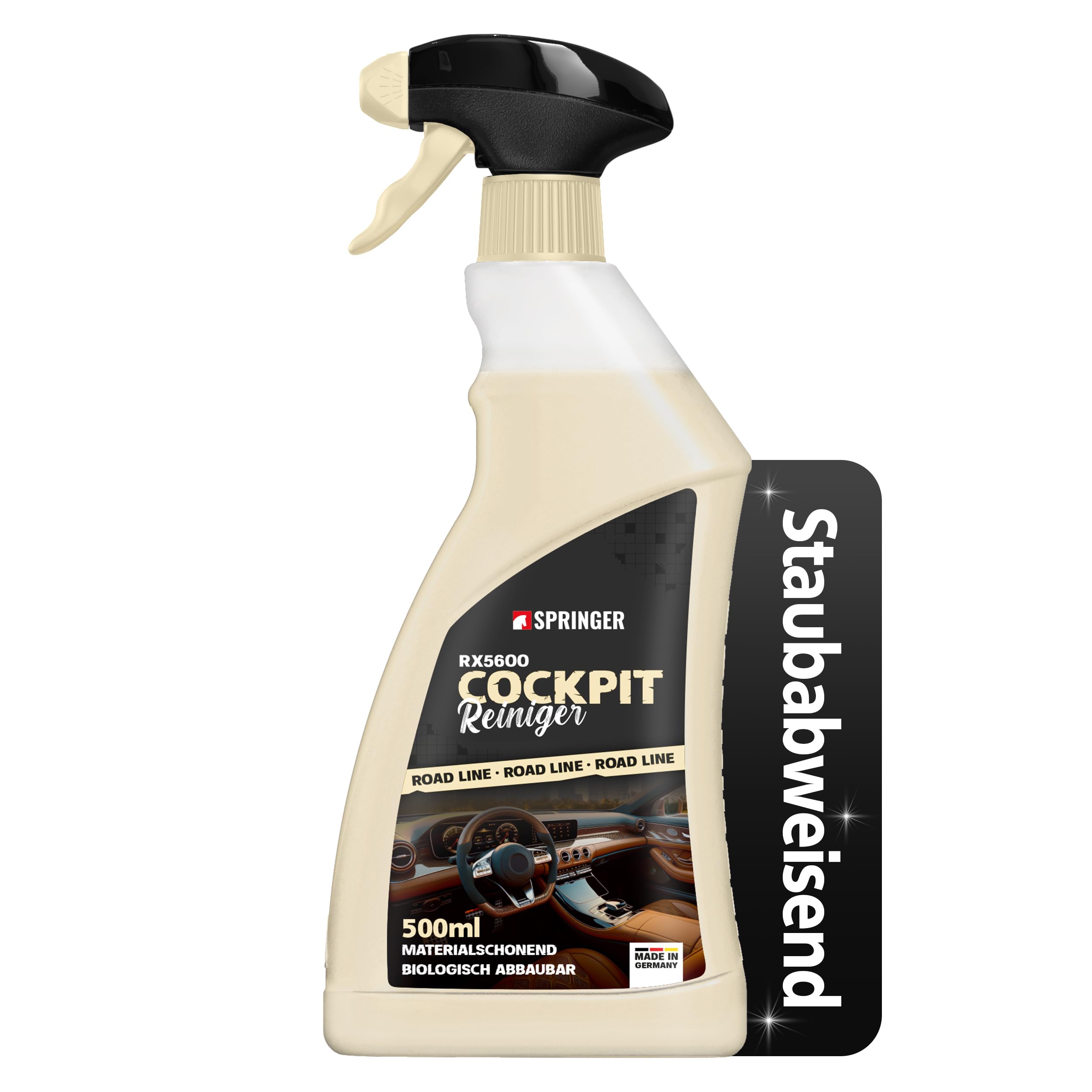 SPRINGER RX5600 - - Cockpit-Reiniger 500 ml - - Made in Germany - - Versiegelt & schützt - - Innenraumreiniger antistatisch & staubabweisend - - Auto Kunststoff-Reiniger schadstofffrei