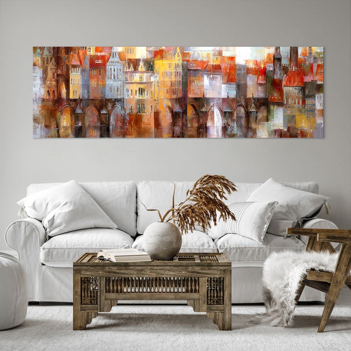 Quadro su Tela 160x50cm Stampe da Parete città casa popolare Grandi XXL Decorazione Murale Camera da Letto Cucina 1 pezzo Quadri Moderni Soggiorno Grafica Immagini Wall Art Canvas AB160x50-3476