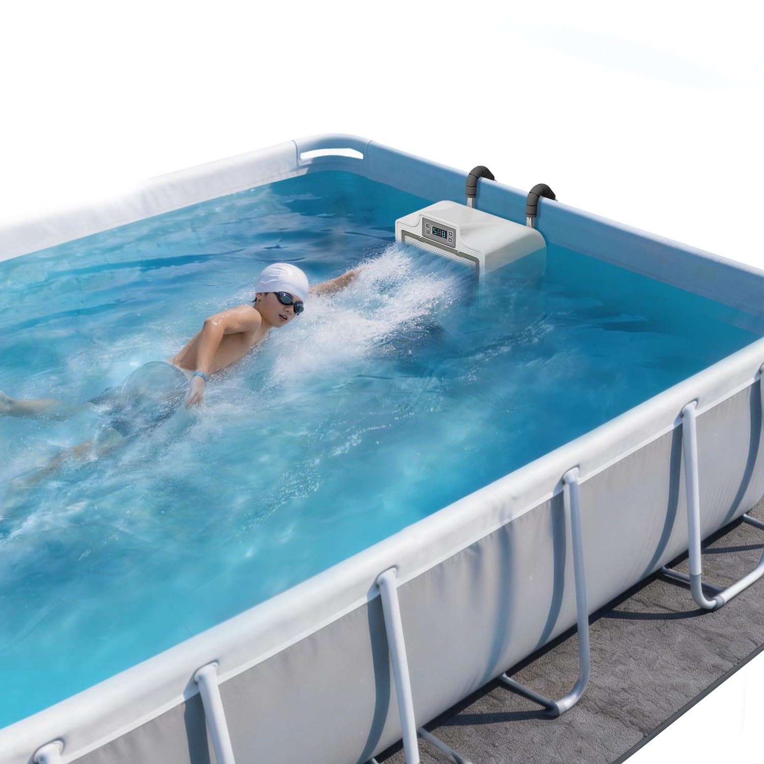 ECOPOOLTECH Gegenstromanlage für Frame-Pools, 1500 GPM, 9 Stufen, R100 | 30V Schwimmtrainer für stationäres Training, ideal für Anfänger, Kinder und Familienfitness