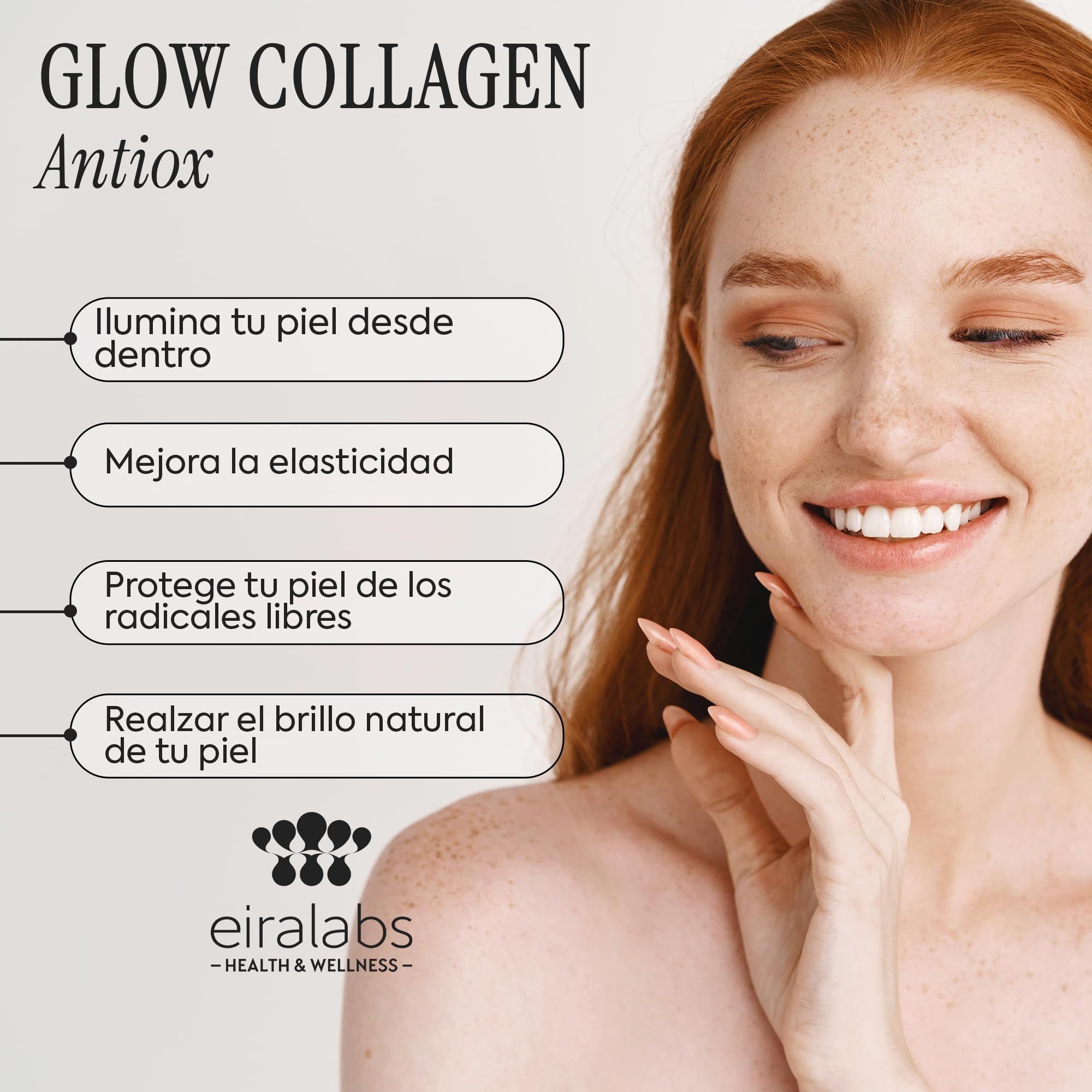 Glow Colágeno Hidrolizado Marino con Ácido Hialurónico, Vitamina C y Zinc, 300 gr de Colágeno en Polvo, Piel más Saludable y Firme, Hidratación De Rápida AbsorciónSabor Frutos Rojos