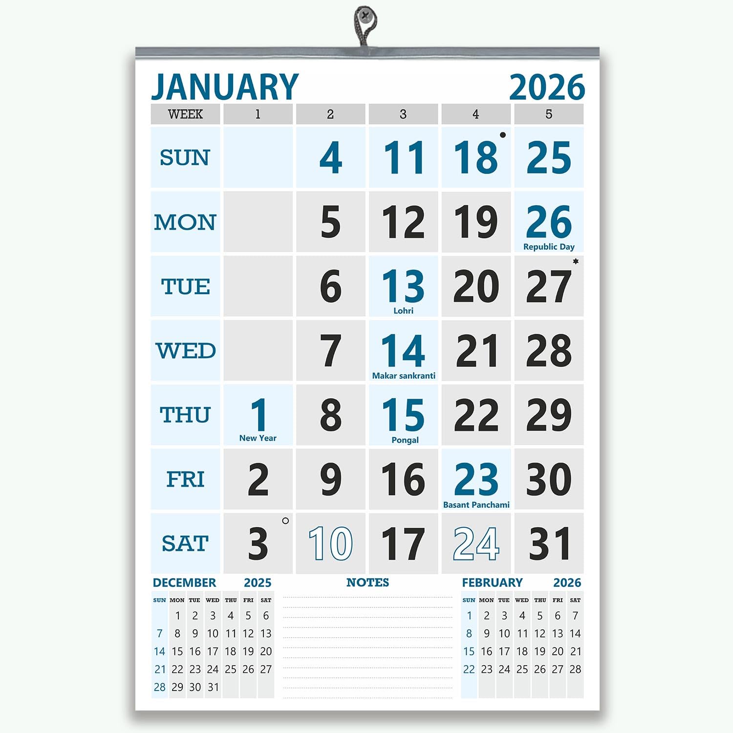 English Wall Calendar 2026, 14x20 inch 12 sheets of monthly wall calendar 2026, 130 GSM Art Paper, art paper with glossy look and feel with oil print