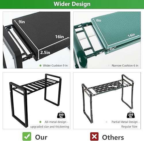 Miniatura 6 de seasky Asiento plegable para arrodillarse y sentarse, taburete de jardín ensanchado grueso y suave, taburete de jardinería resistente con bolsa de