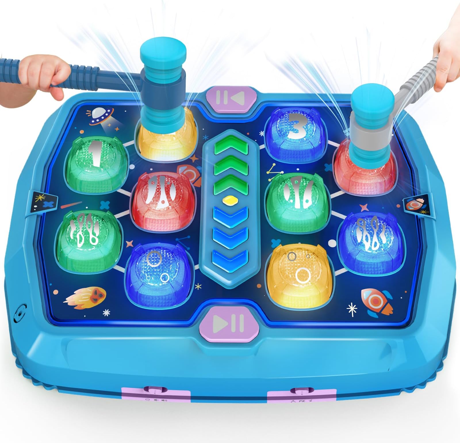 Whack Game Mole Toys for 3 4 5 6 Year Old Boys, Pounding Toys for Age 2-4, 3 Modes & Light Interactive Toddlers Toy with 2 Hammer, Baby Toy Gifts for Early Learning, Birthday Gift for Toddler Boy Girl