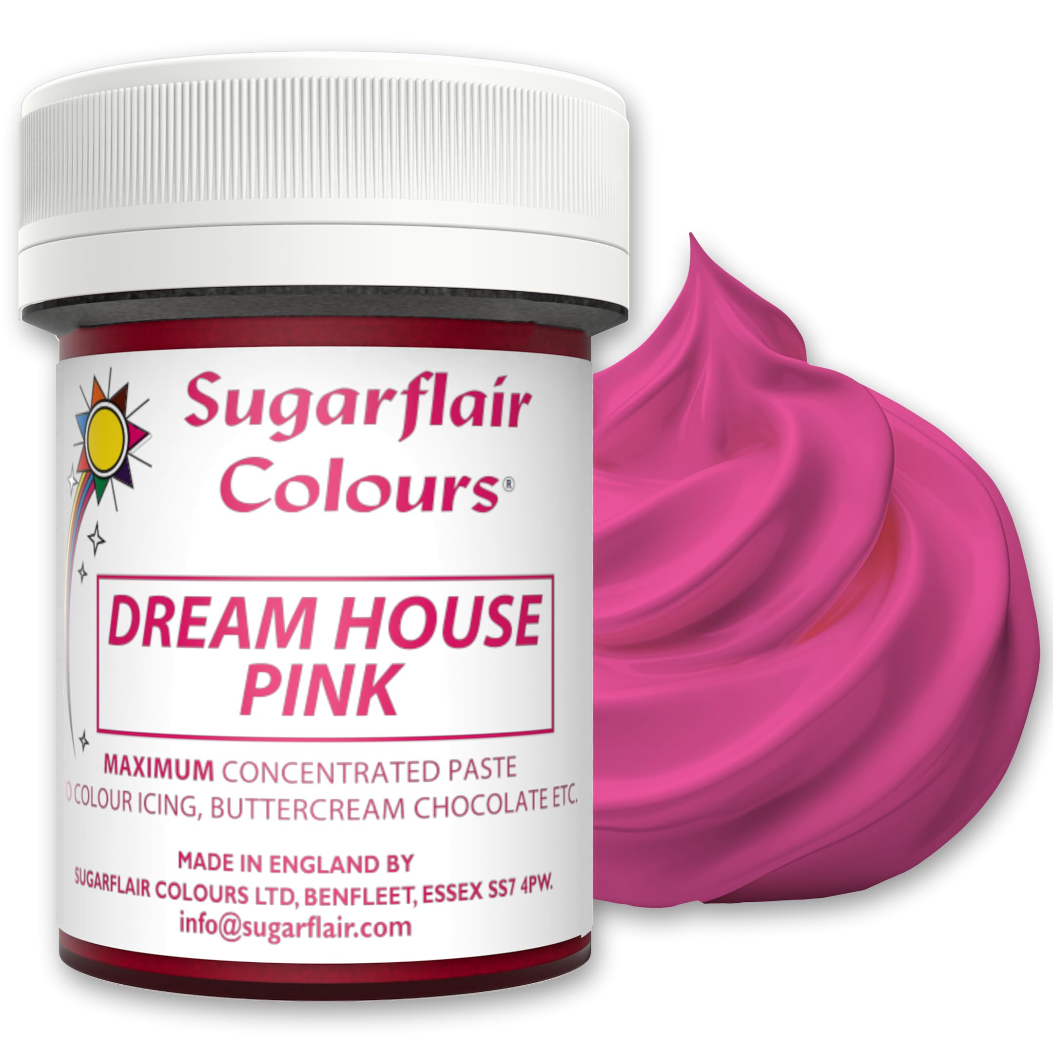 Sugarflair Dream House Pink Extra Food Colouring Paste, Maximum Concentrated Food Colouring for Buttercream, Sugar Paste, Royal Icing, Cake Mixes and More! Vibrant Colour Food Dye - 42g