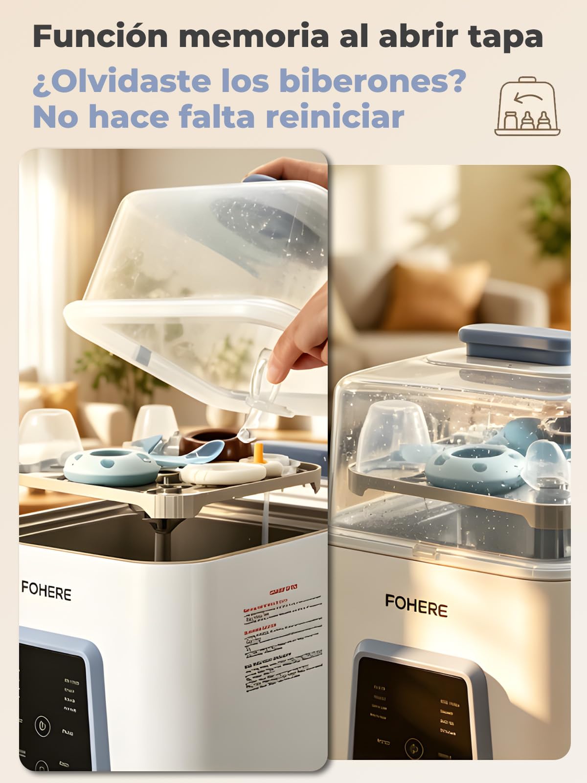 Lavavajillas de Biberones 4 en 1 | Limpiador, Esterilizador, Secador y Almacén | 28 KPa, ciclo rápido de 19 minutos, 168H almacenamiento estéril de, Piezas de Extractores y Bebés
