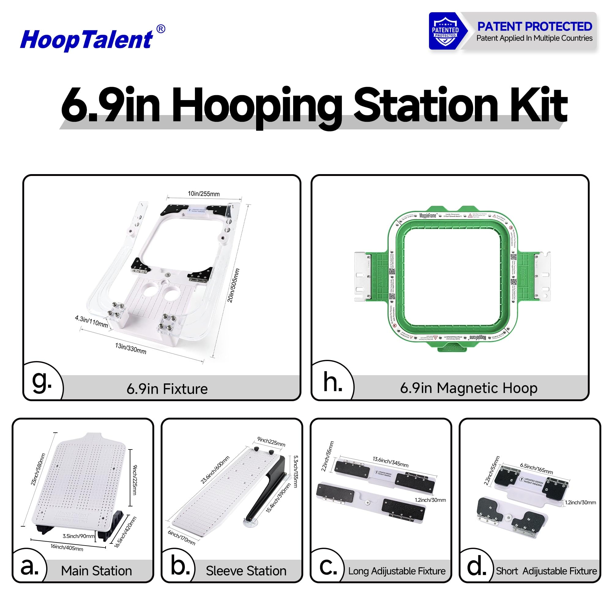Einspannstation-Set mit 175x175mm Magnet-Stickrahmen für Happy Japan