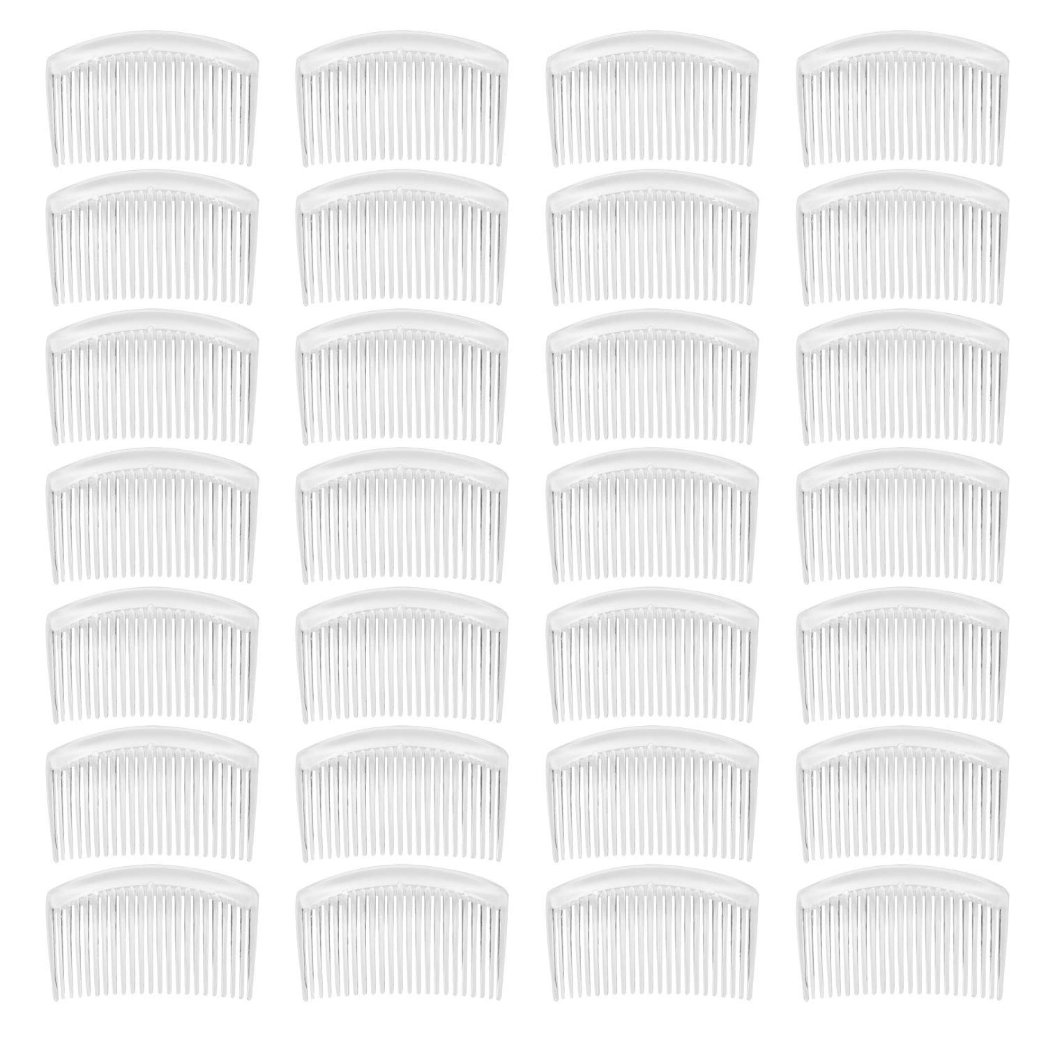 28 Pack Clear White Small Plastic Hair Side Comb With Long Teeth Hairpins Grips Barrettes Clamps Bows for Women Bridal Wedding Veil Decorative Headpiece French Twist Updo Bun Accessories