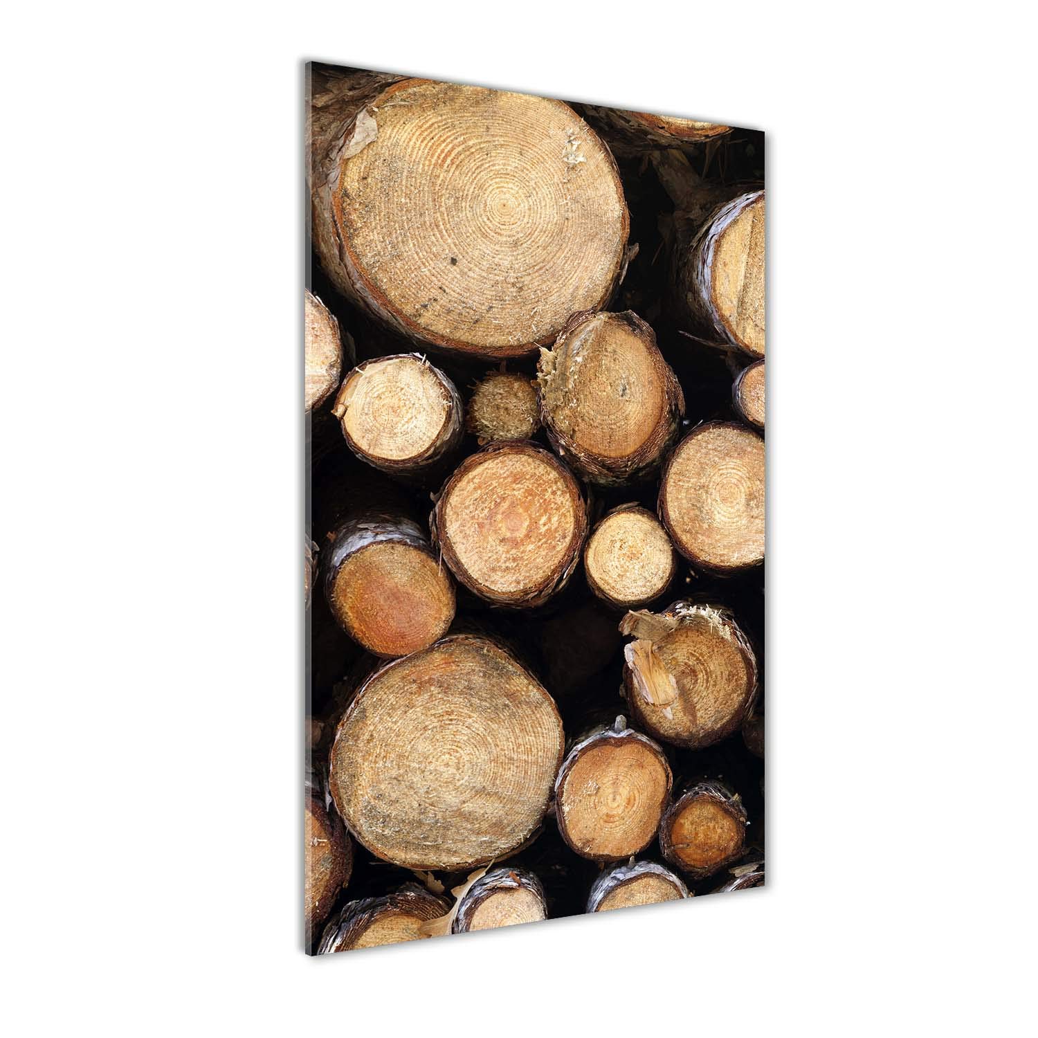 Impression sur verre acrylique Tulup 70x140 cm image plexiglas de bûches de bois brun pour mur