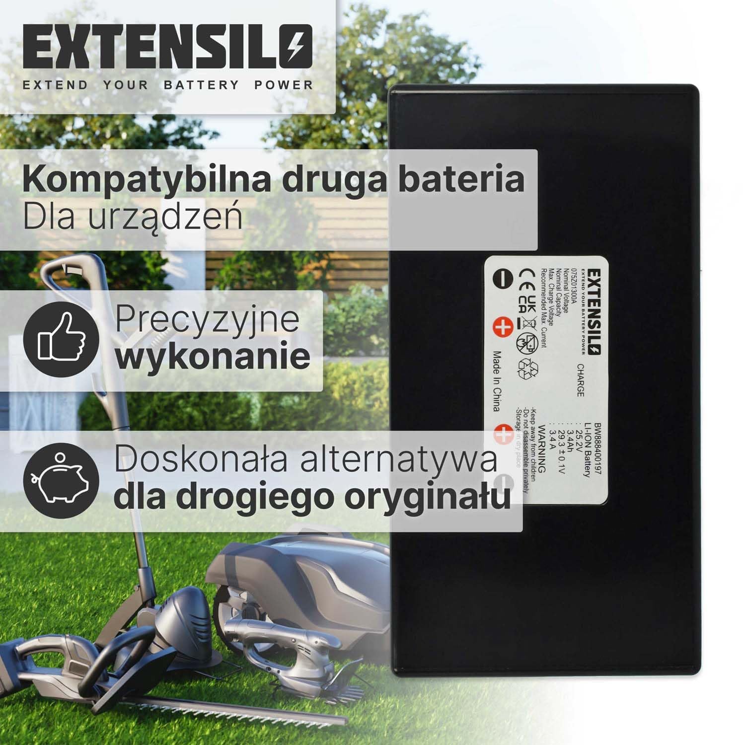 Akumulator kompatybilny z kosiarką Agro R800Li (3400 mAh, 25,2 V, litowo-jonowa)
