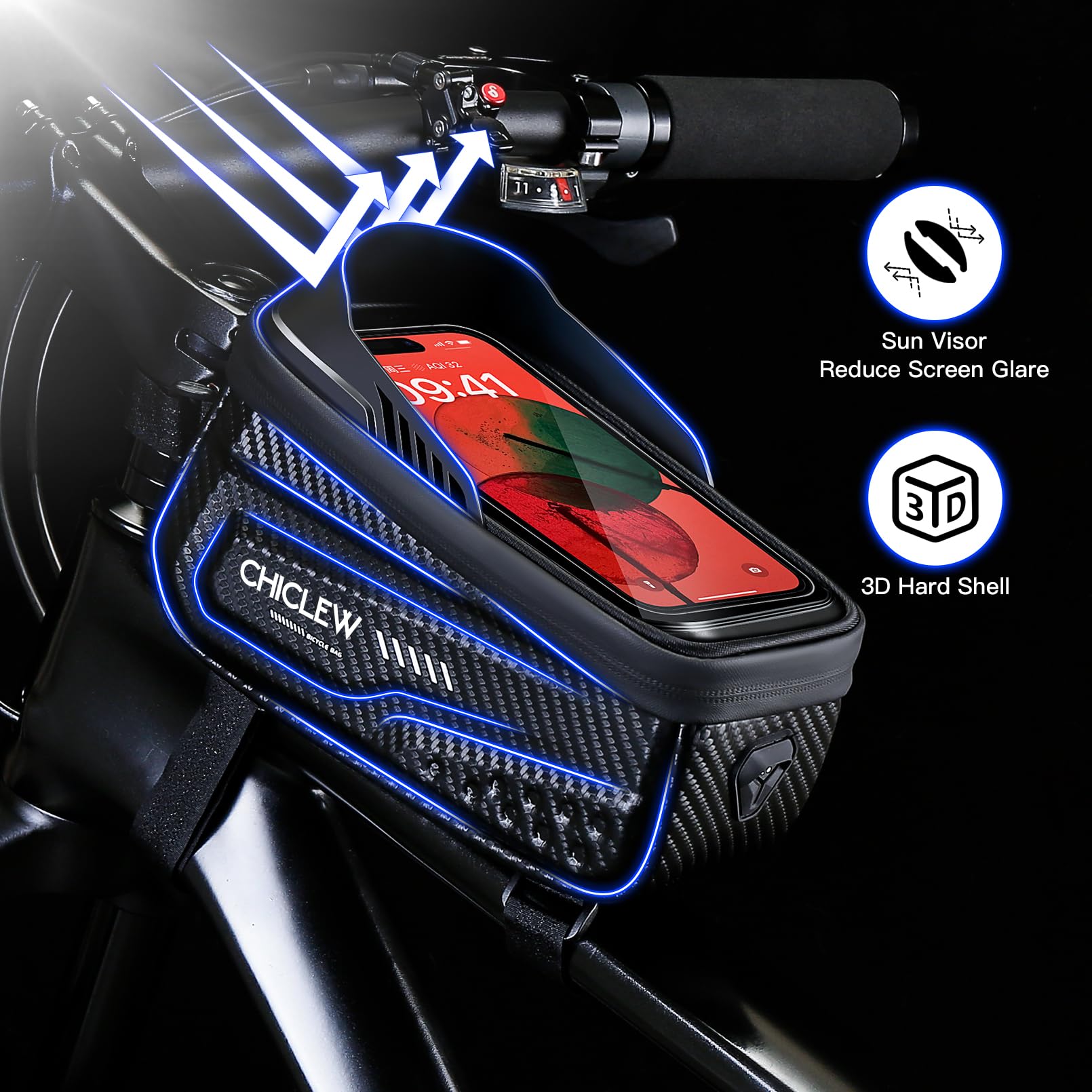 Borsa Impermeabile Per Telaio Bici – Supporto Anteriore Per Cellulare Fino A 6,5 Pollici – Finestra Touchscreen – Accessori Da Ciclismo Uomo