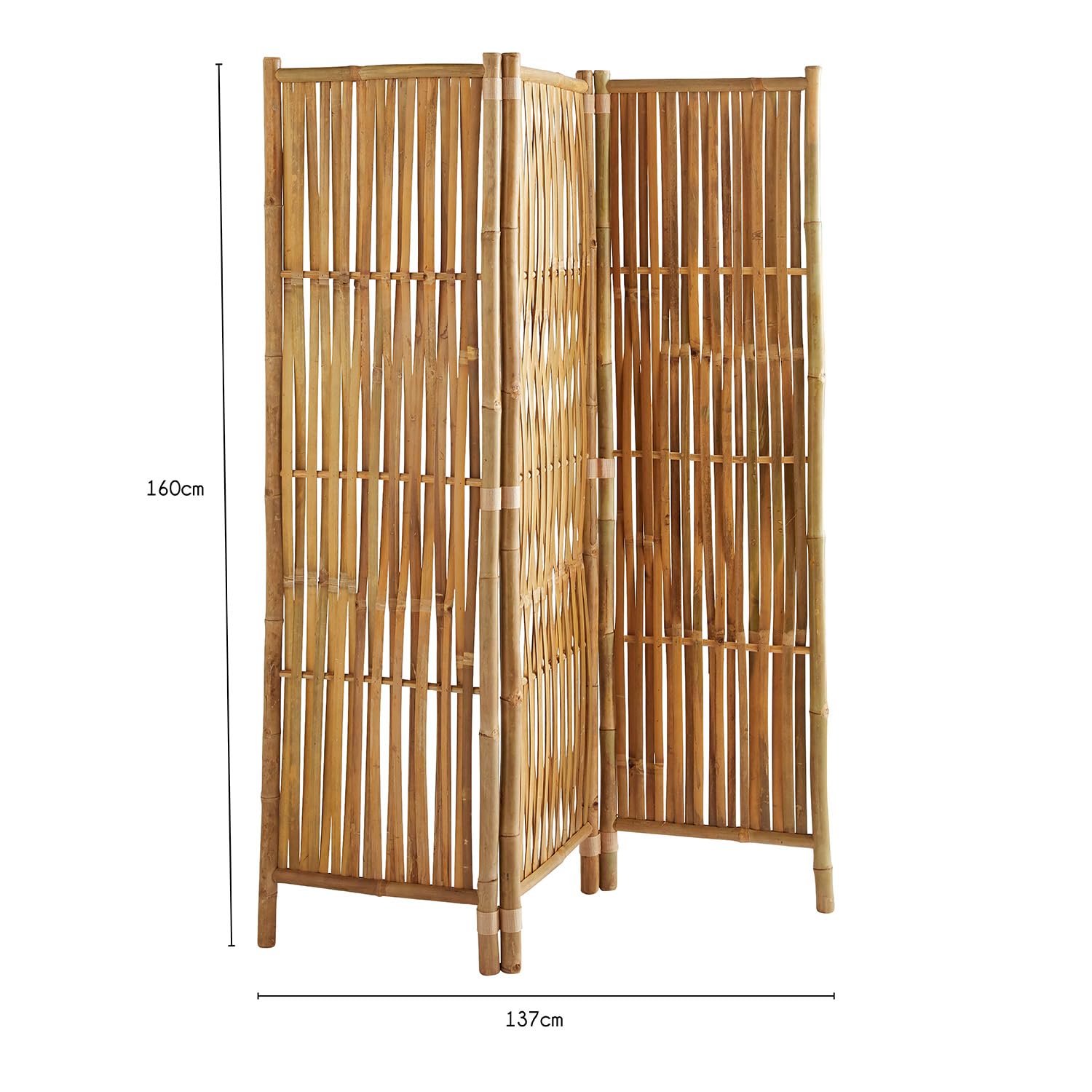Box and Beyond Paravent aus Bambus – Natur – 160 x 139 cm