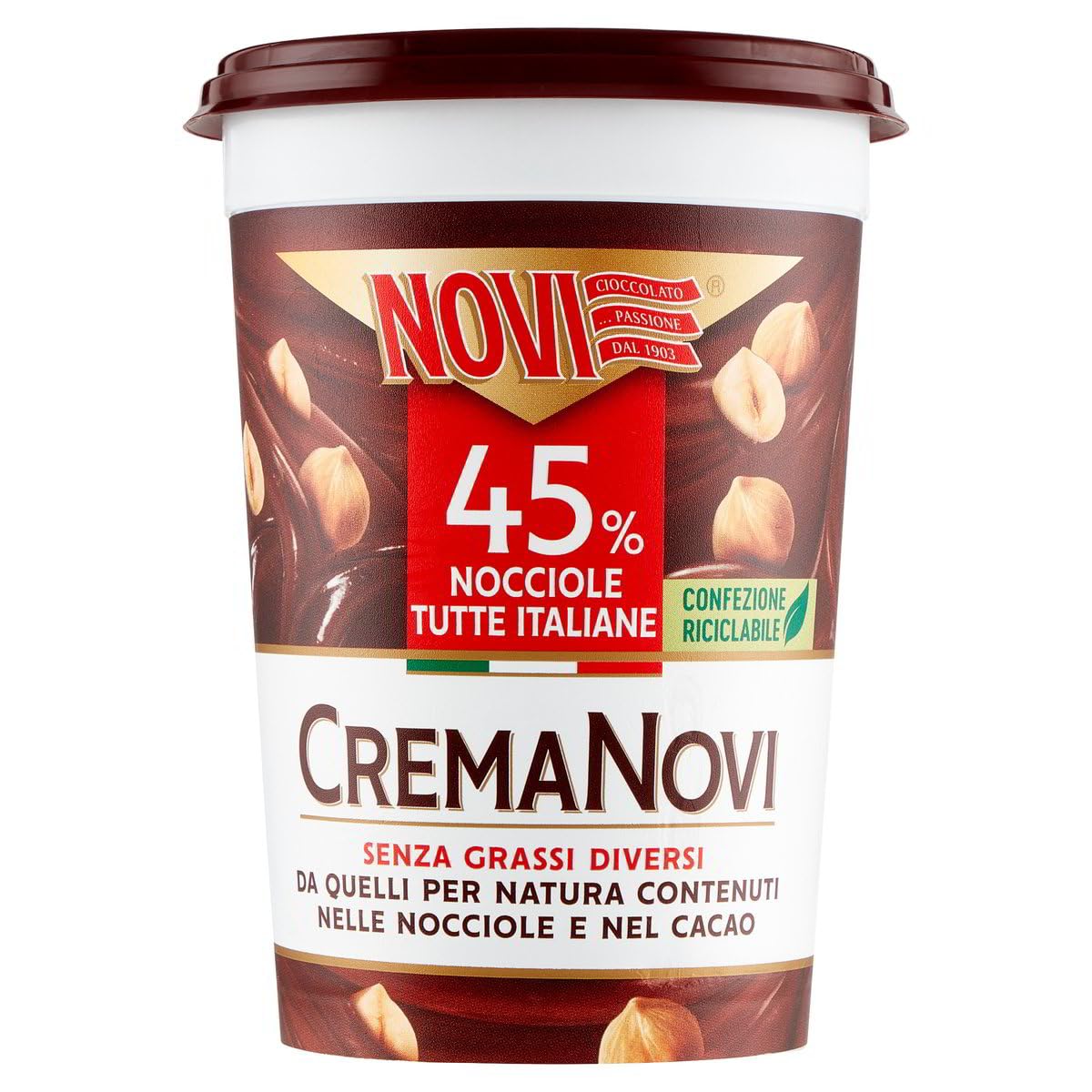 Italian Gourmet Novi Haselnuss-Kakao-Creme 45% Haselnüsse 6x350g + Polpa