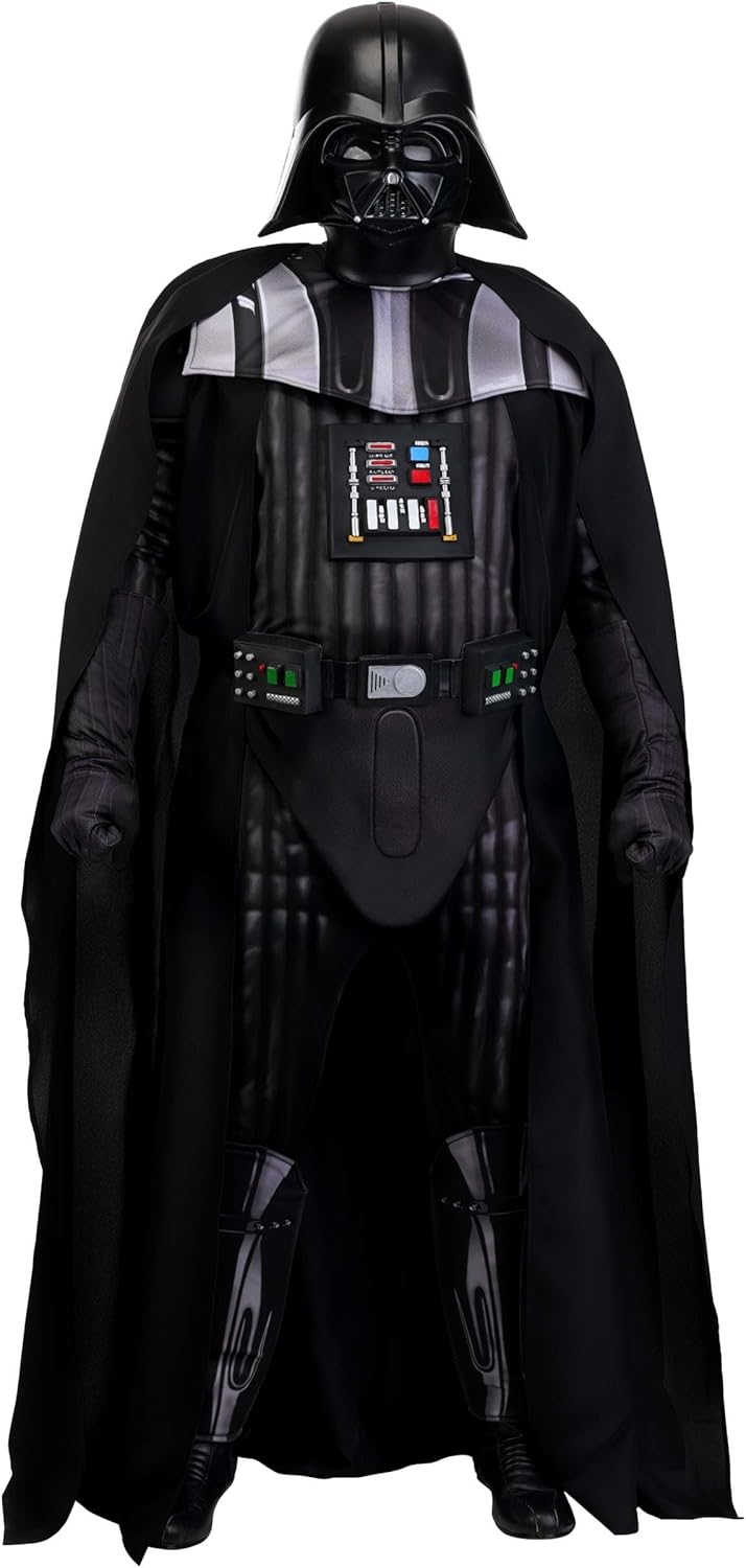 Deluxe Adult Plus Size Darth Vader Star Wars Costume Jumpsuit with Cape, Mask, Gloves, & Belt for Halloween and Cosplay