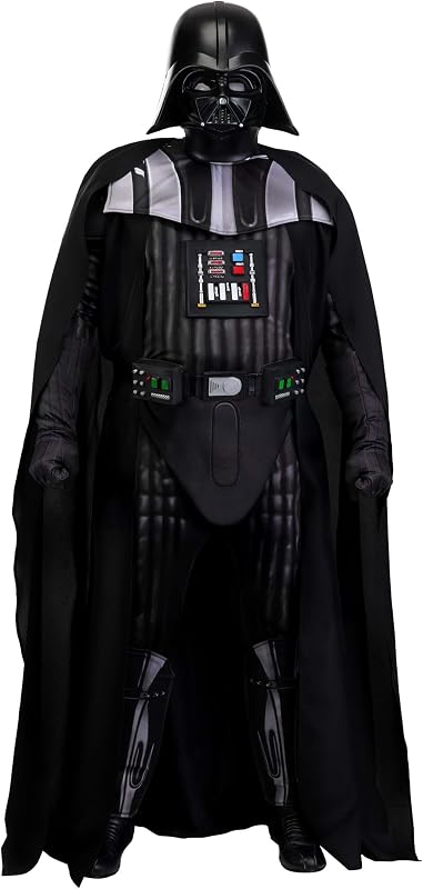 Deluxe Adult Plus Size Darth Vader Star Wars Costume Jumpsuit with Cape, Mask, Gloves, & Belt for Halloween and Cosplay