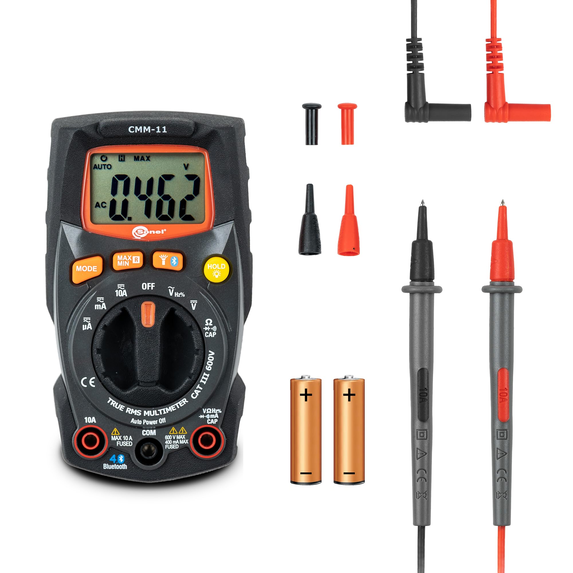 SONEL CMM-11 Multímetro digital profesional, Probador eléctrico, Capacidad/Corriente AC/DC/Voltaje AC/DC/Resistencia/Frecuencia