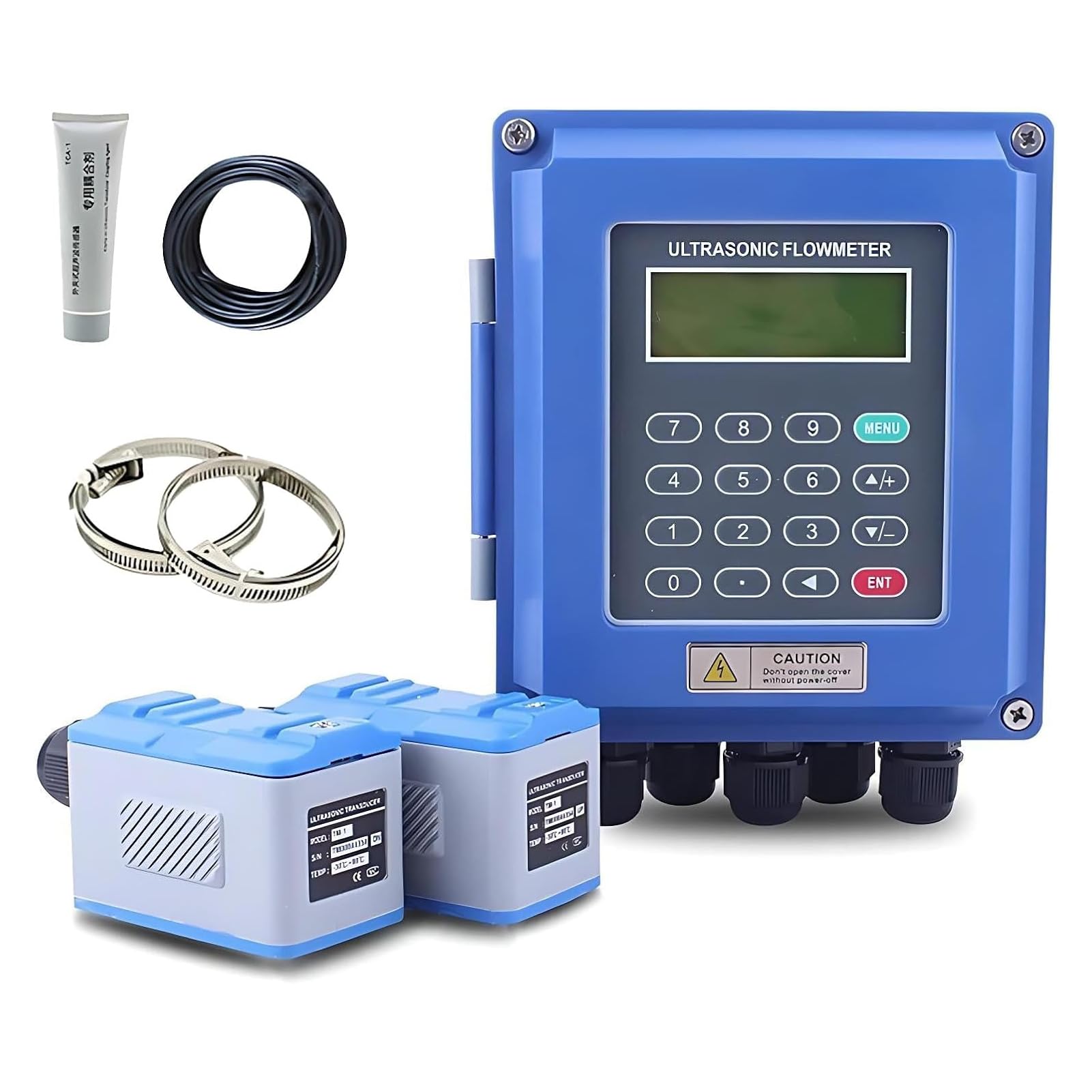 Portable Clamp on Flowmeter, Digital Ultrasonic Flow Meter, Wall-Mount Digital Liquid Ultrasonic Flow Meter, for Pipe Diameter DN15 to 6000mm For Water, Sea Water, Sewage, Oil, Alcohol, Etc