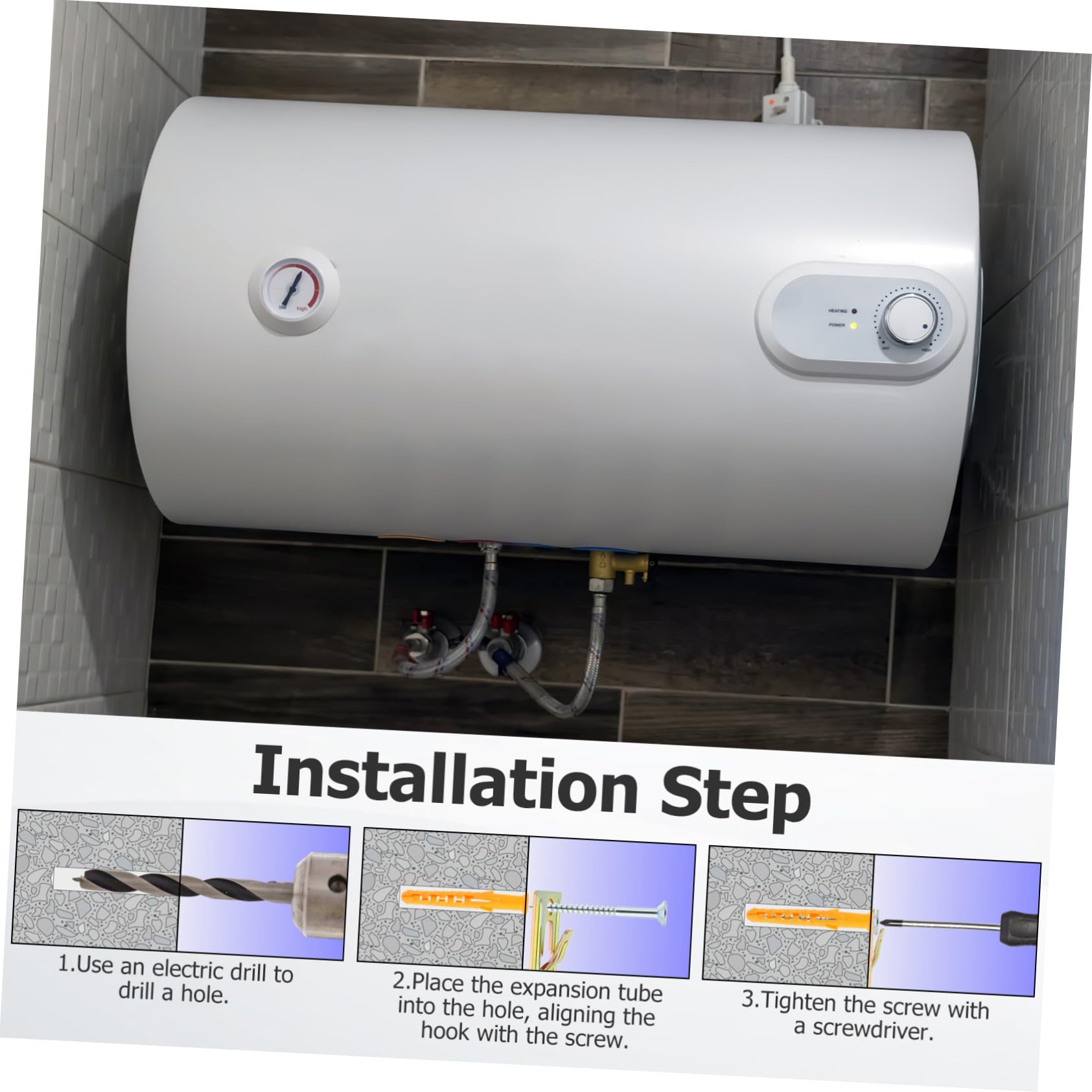 Garneck 4 Piezas Soporte para Calentador de Agua Eléctrico Montaje Pared Anclajes Termo Eléctrico Gancho Antideslizante para Paredes Huecas