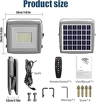Vista 8 de Solar Security Lights Outdoor,Solar Flood Lights with Remote Motion Lights Dusk to Dawn Solar Powered IP65 Waterproof for Shed Home Wall Patio Porch