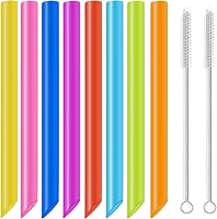 GOTRUST 8 db színes buborék tea ivószál 26 cm x 10 mm műanyag vastag hosszú szívószál újrahasznosítható 2 tisztító kefével 1