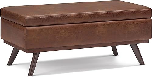 Miniatura 248 de SIMPLIHOME Owen - Bandeja rectangular moderna de mediados de siglo de 34 pulgadas de ancho, otomana pequeña para almacenamiento de mesa auxiliar, en