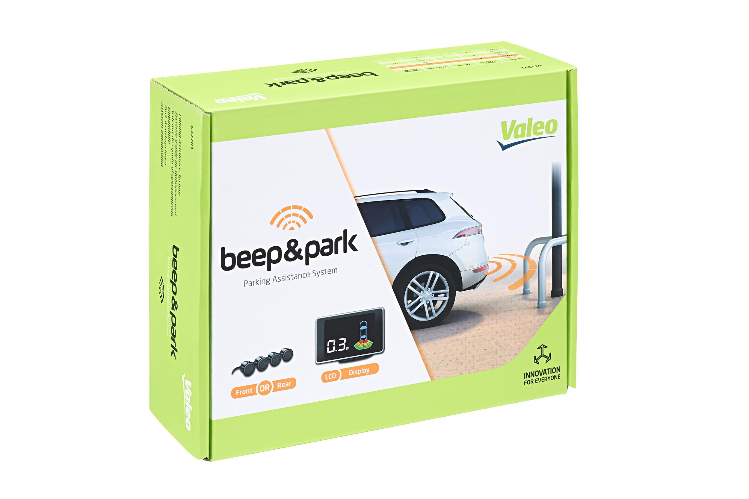 VALEO 632201 Einparkhilfe Beep&Park Kit: 4 Sensoren + 1 LCD Display Fronteinbau oder Heckeinbau