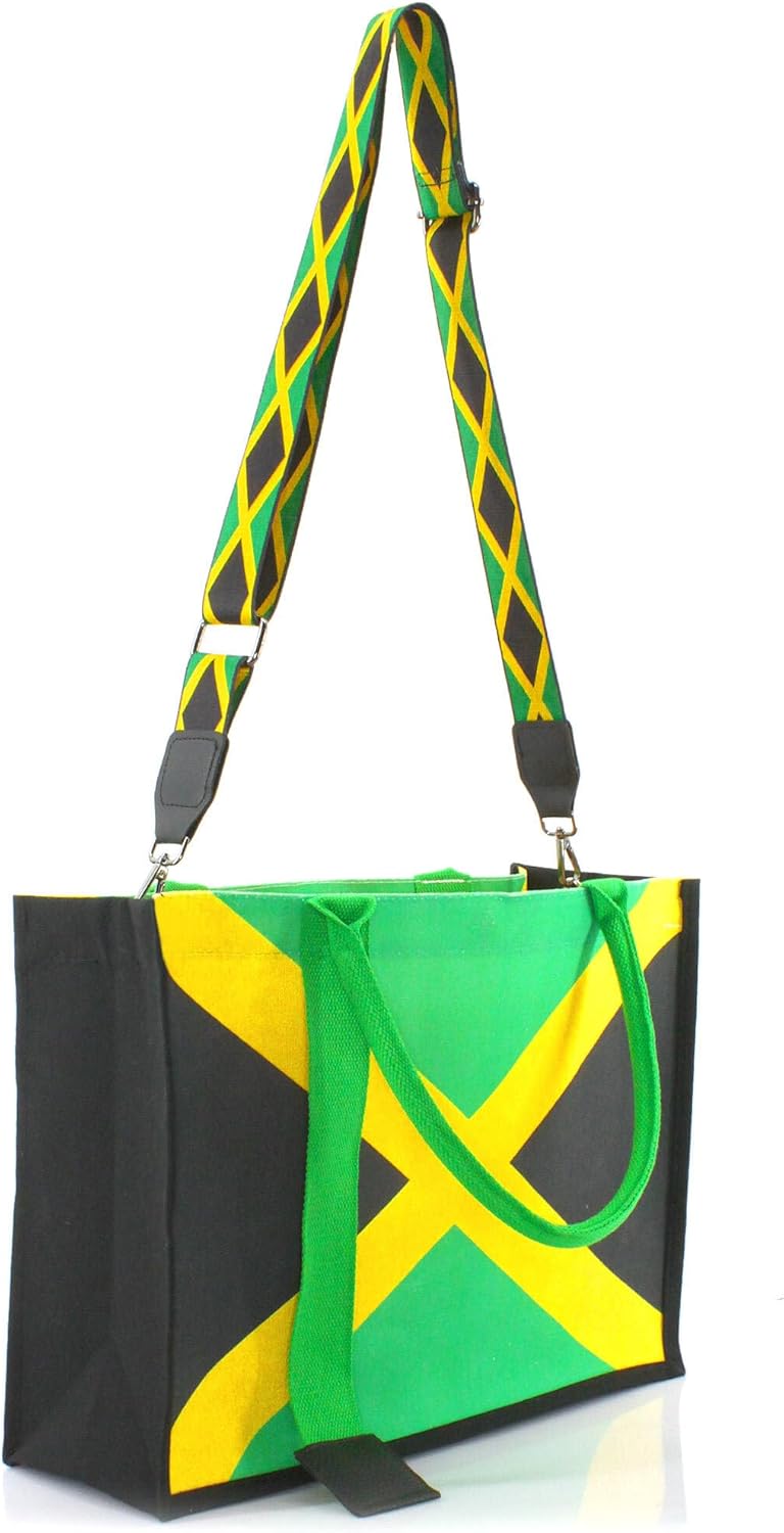 Women's Canvas Tote Bag Waterproof Ribbon Beach Bag Jamaican Reggae Party Bag | Waterproof, Ribbon, Jamaican Reggae, Party Bag