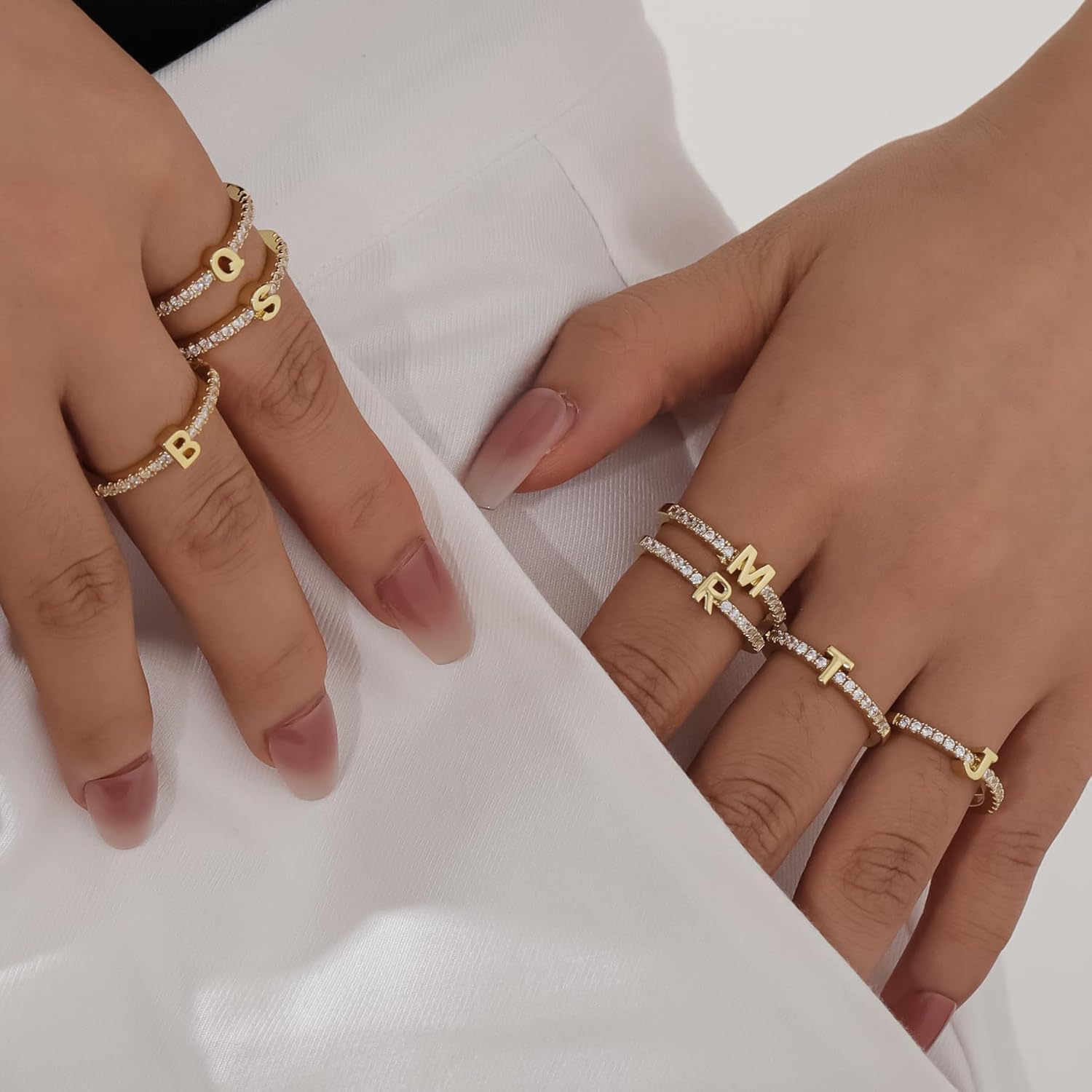 Letter Rings for Women - Adjustable Gold Rings with Non-Tarnish Coating - Image 3