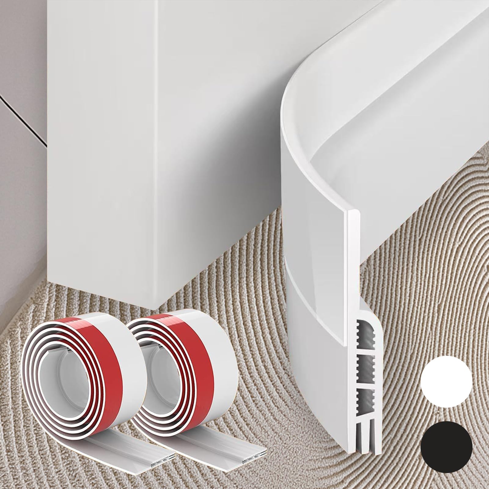 Zuhger Door Draft Stopper, Door Sweep for Bottom, Under Door Gap Filler Noise Blocker, Weather Stripping Seal for Cold Air Soundproof Insulation, for