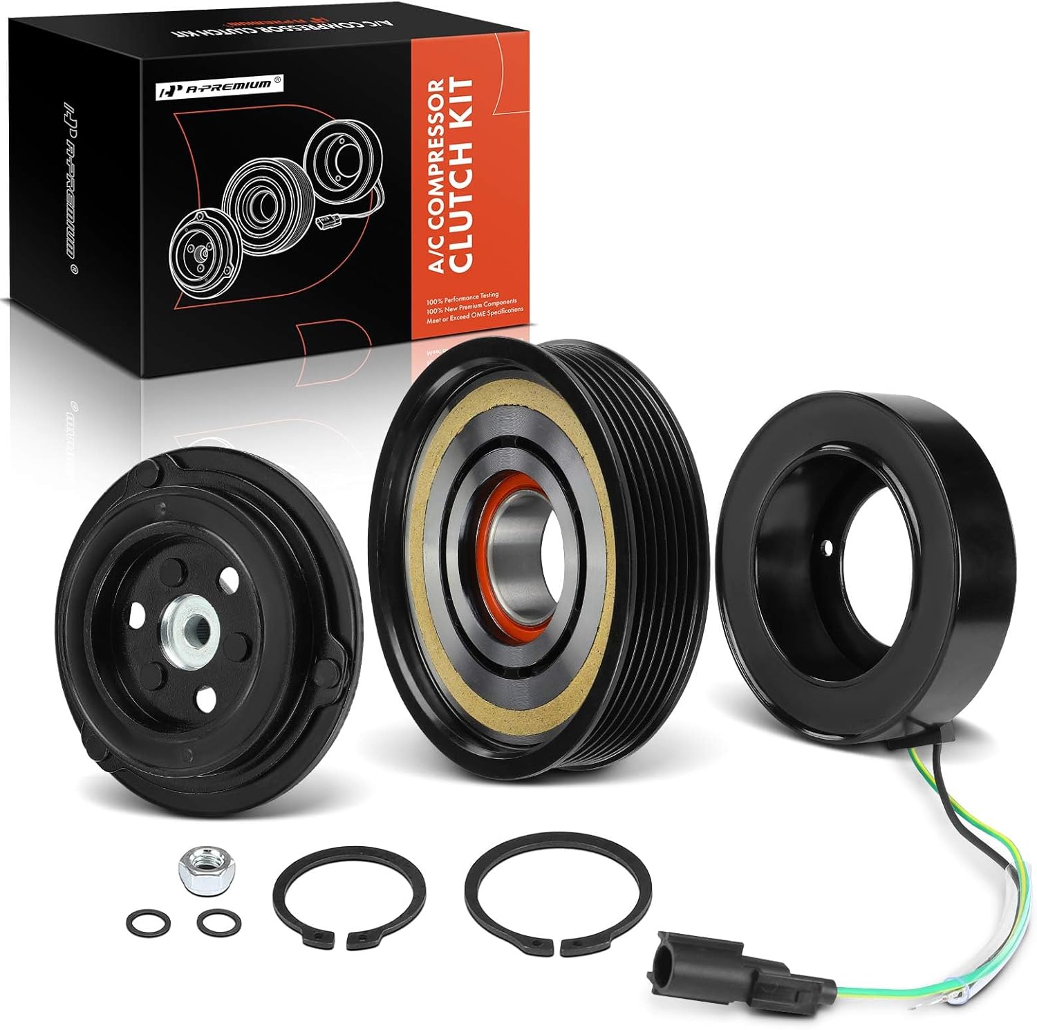 A-Premium Air Conditioner AC Compressor Clutch Kit Compatible with Volvo XC60, S60, XC70, S80, V60, 2015-2016, 2.0L