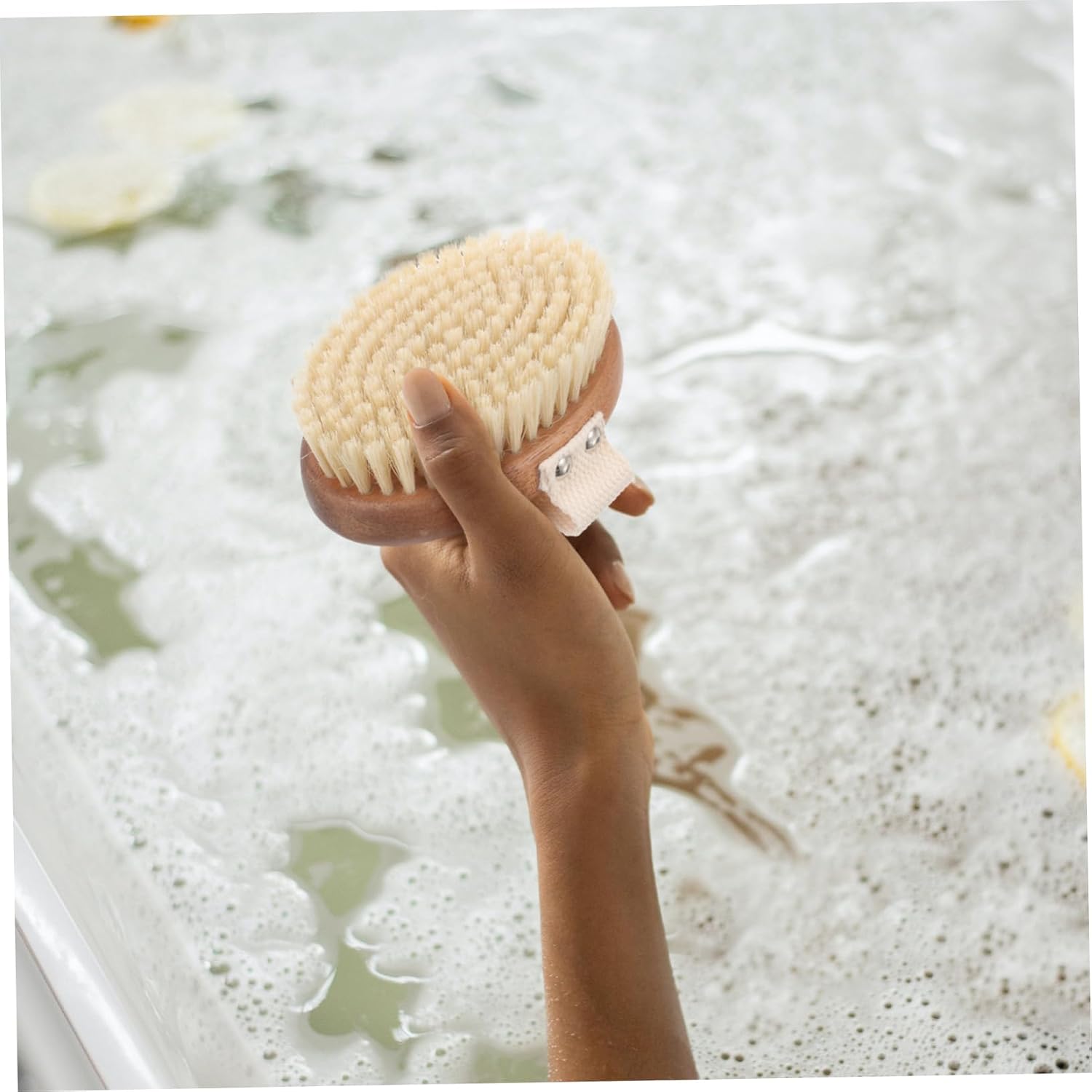 Alipis Luxurious Bristle Shower Bath Brush for Body Scrubbing Natural Wood Body Washing Brush