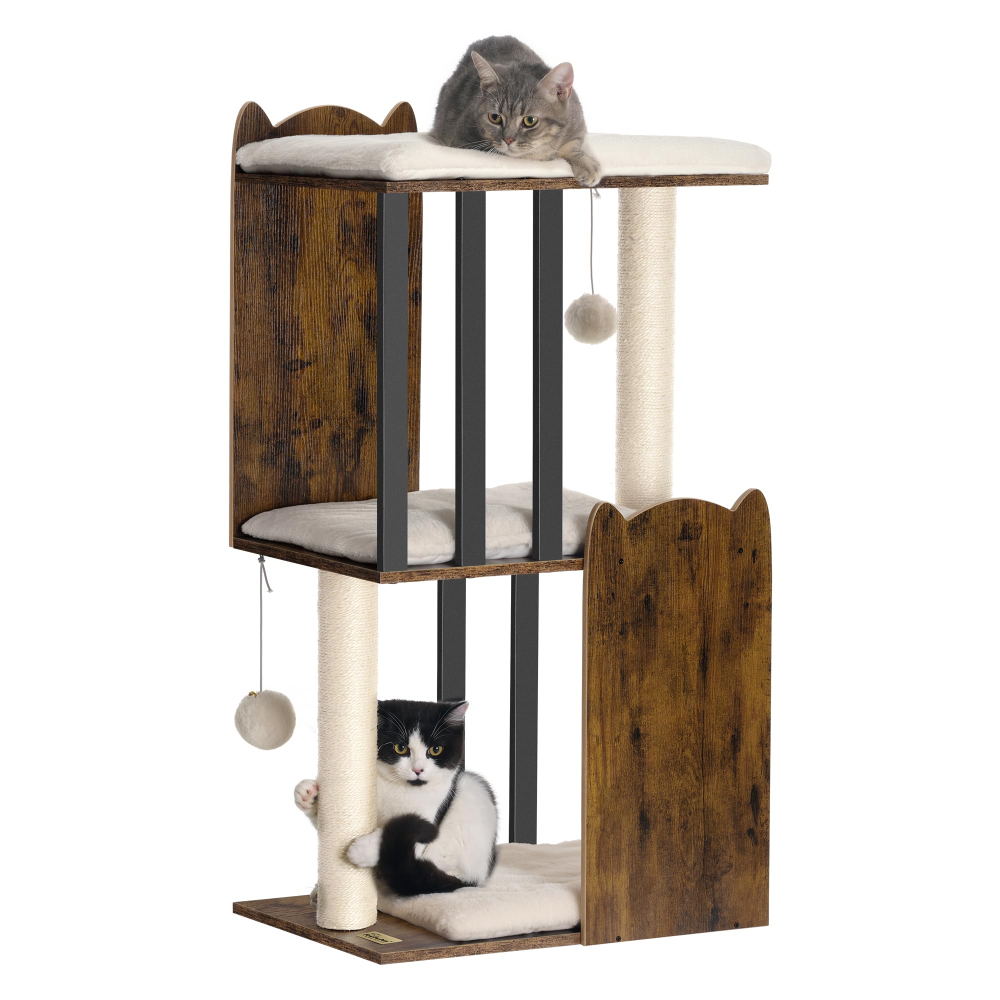 FourFurPets 35.4in 3Tier Modern Cat Tree Tower Condo, Cat Scratch
