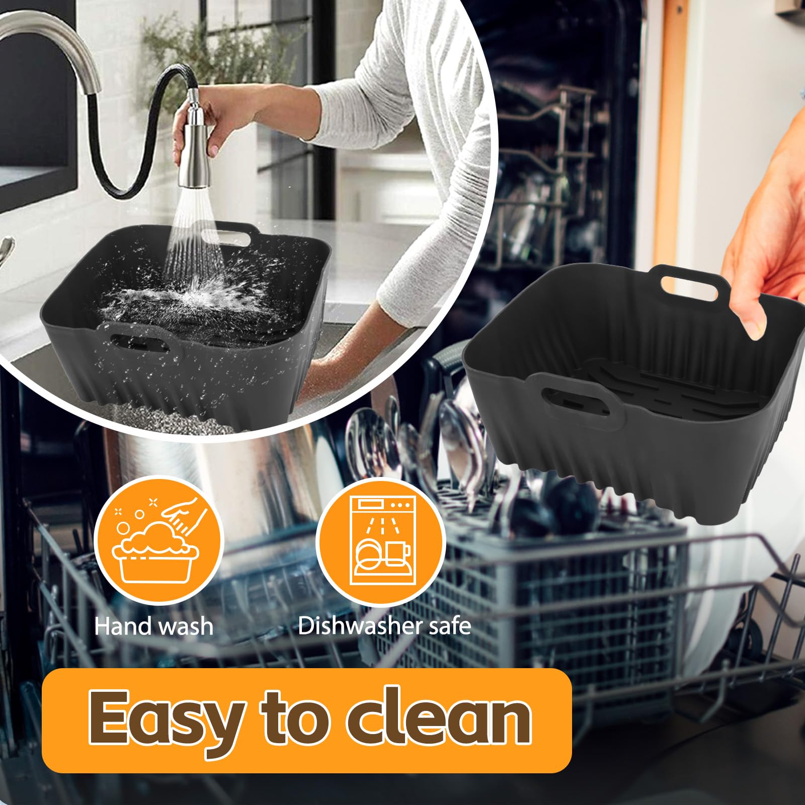 Silikonform HeißLuftfritteuse Zubehör für Tefal Easy Fry Mega 7,5 L, Silikonform Airfryer für Tefal Heißluftfritteuse EY8558E0, Air Fryer Silikon Einsatz Auflaufform Airfryer Zubehör