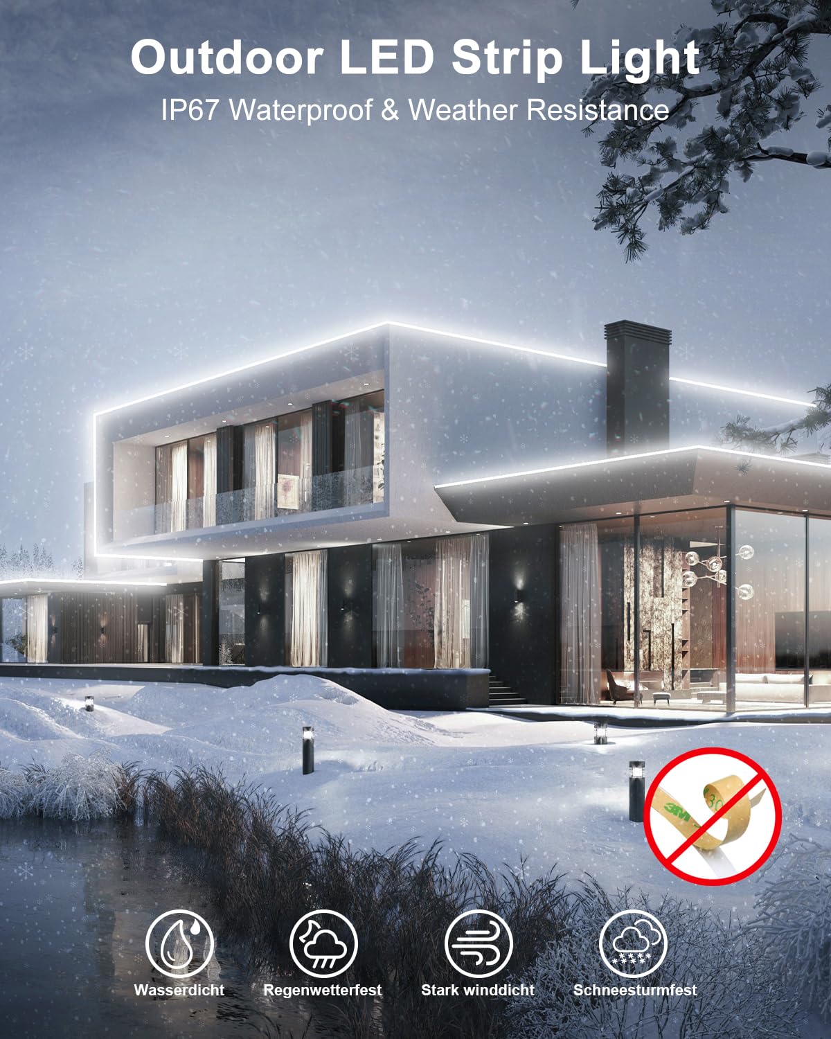 ALITOVE Striscia LED COB da 5 m, luce bianca fredda, 6000 K, 24 V, con telecomando e alimentatore di rete, flessibile, 320 LED/M, impermeabile, per giardino, festival, decorazione della casa