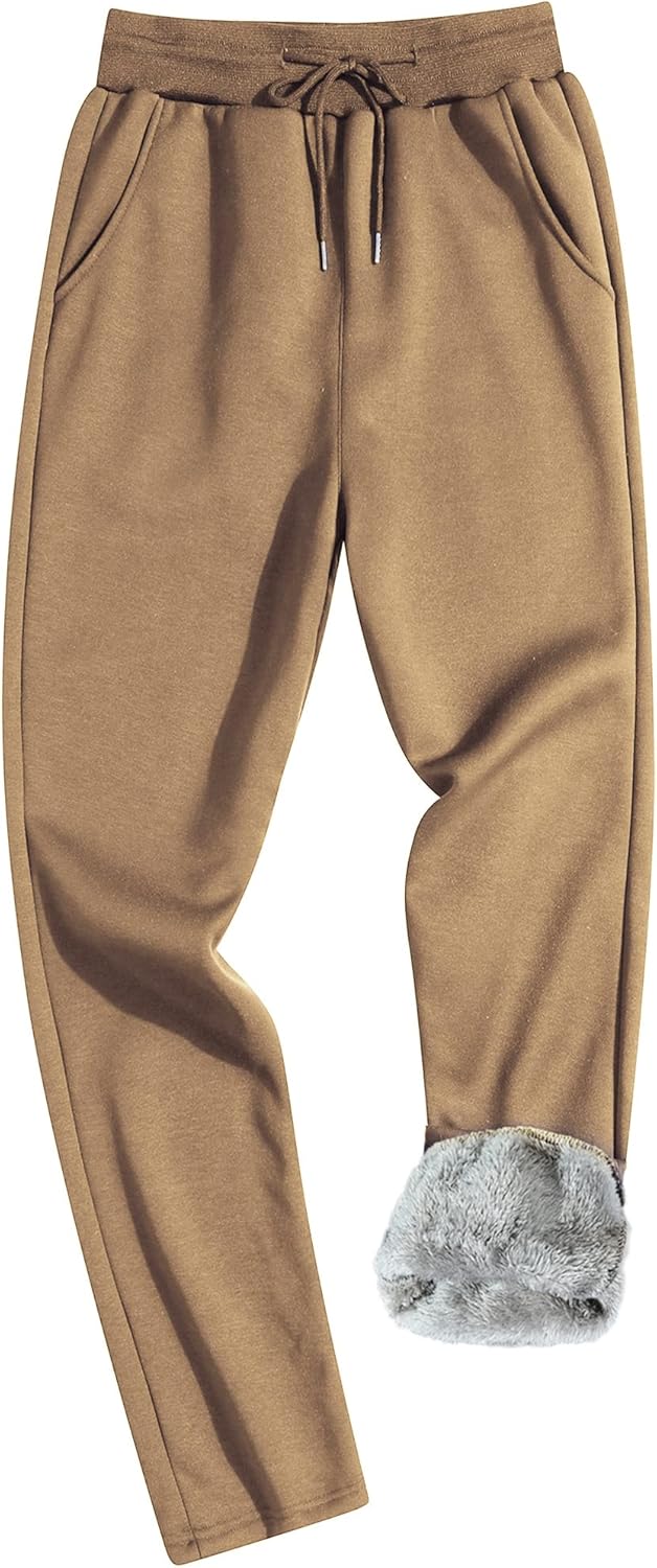 MACHLAB Men's Winter Fleece Joggers Pants Sherpa Lined Sweatpants Warm Thick Track Pants