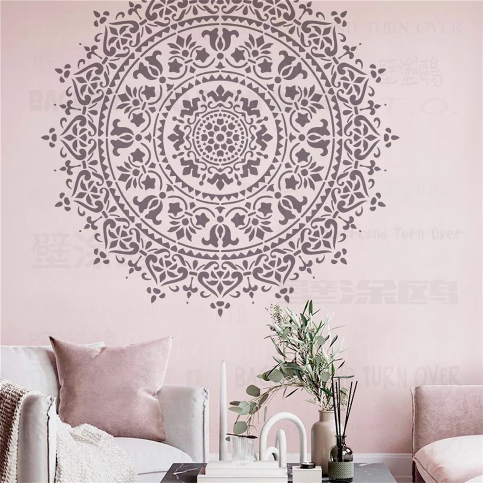 Wandvorlage für die Malerei, Wandschablone for Malen, Kitt, Zielvorlage, Mandala, große runde Blume, mehrere Größen(S 50cmX50cm - A)