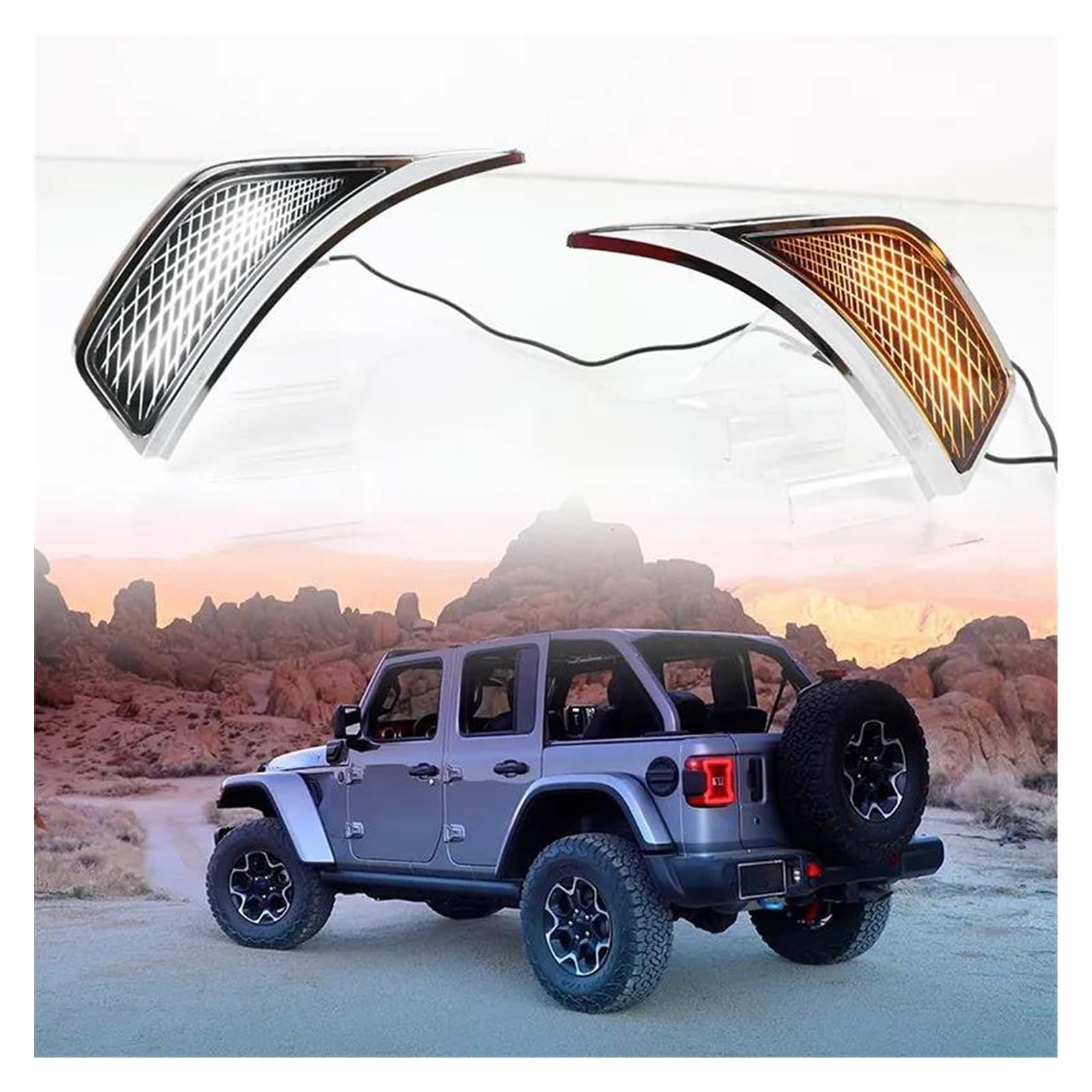 Elevador Modificado, Ahumado Brillante, Negro, Amarillo, Azul y Amarillo, Blanco y Amarillo. Luz de señal de Giro LED dinámica, luz Intermitente secuencial en el Espejo retrovisor