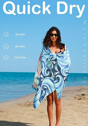 Miniatura 5 de Toalla de Playa de Microfibra Ligera y Delgada Sin Arena de Secado Rápido Absorbente Toallas Compactas para Natación Piscina Camping Accesorios de
