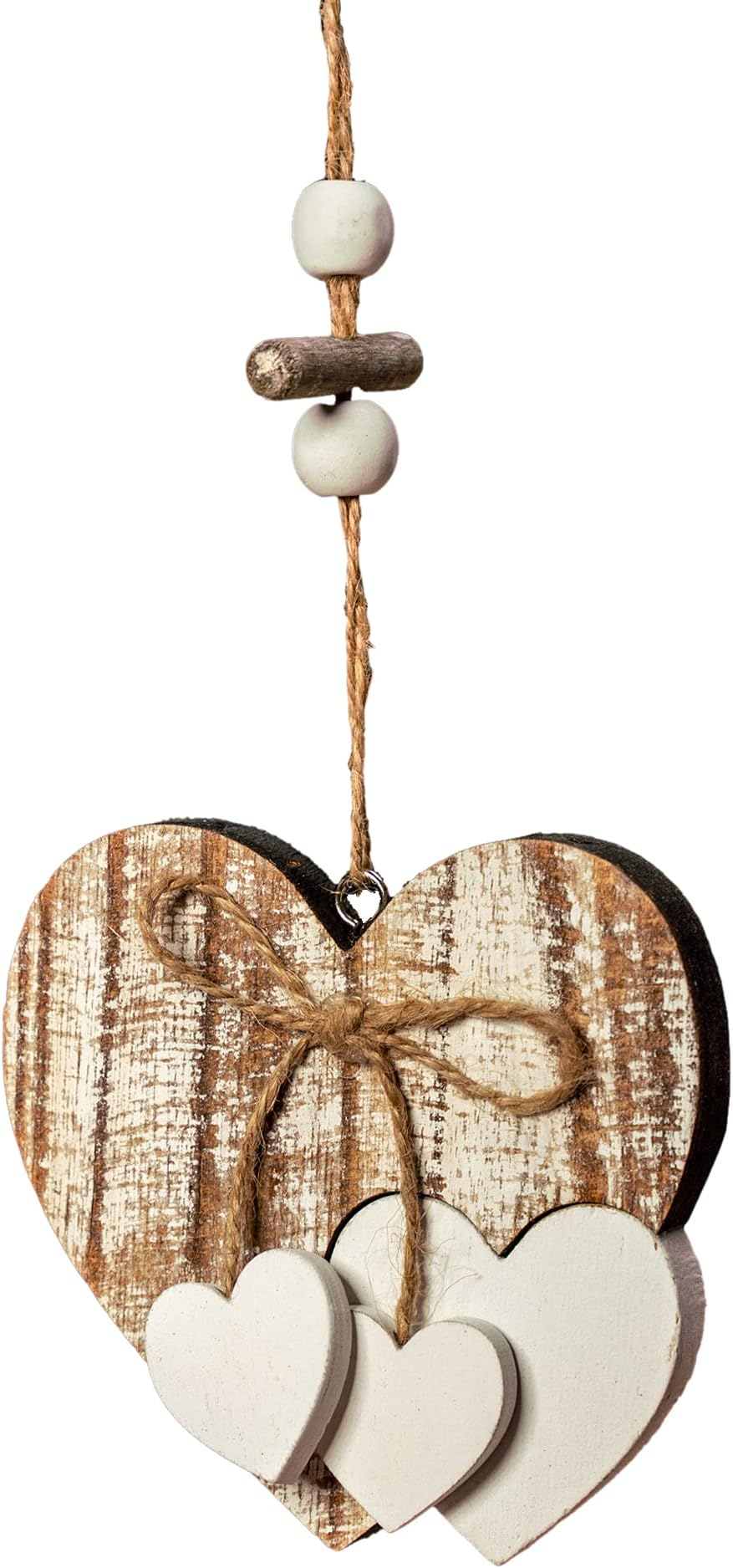 Sun&Beam Heart-Shaped Wooden Decorative Hanging Handmade Hearts Ornaments for Wedding Party Valentine Christmas Home Decoration Car Décor (D-#1, 1Pcs)