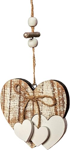 Sun&Beam Adornos Decorativos Colgantes de Madera en Forma de Corazón Hechos a Mano Corazones Ornamentos para Boda Fiesta San Valentín Navidad #1