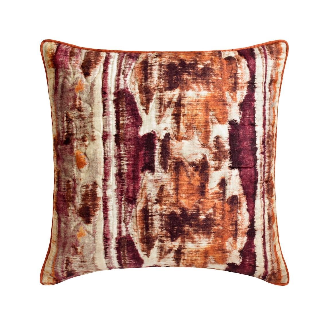 The HomeCentric Pink Pack of 2, 55x55 cm (22"x22") (22"x22") Accent Cushion Covers, Cotton Ikat, Printed & Quilted Accent Cushion Covers, Ikat Pattern Contemporary Style - Ikalto