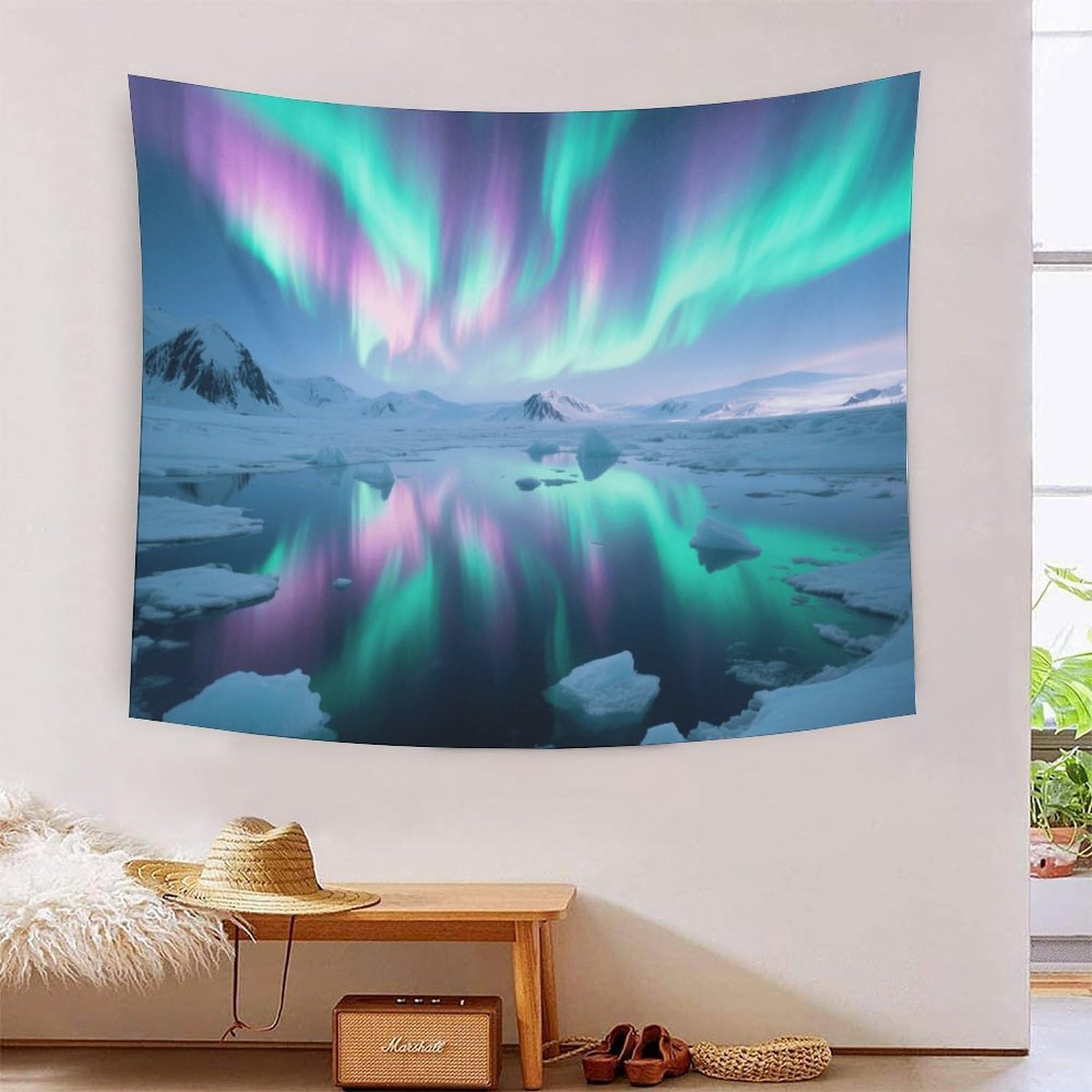 DFENILROP Tapestry 3D Printed Aurora Borealis, Soft Polyester High-Definition Artistic Colorful Polar Blanket, Washable Wall Decor for Study & Office, Modern Gift 70cmx100cm