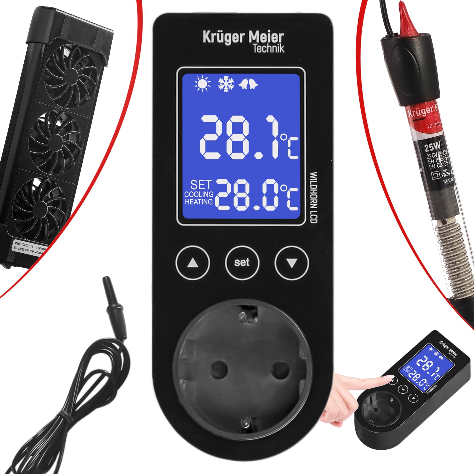 Wildhorn LCD Thermostat für Aquarium & Terrarium – Digitaler Temperaturregler mit LCD Display
