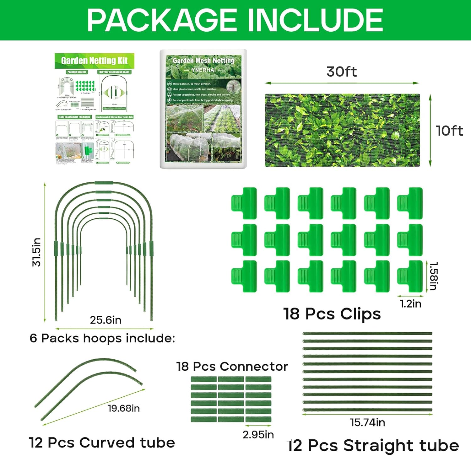 10 * 50FT Garden Netting Kit+10 * 30FT Garden Netting Kit